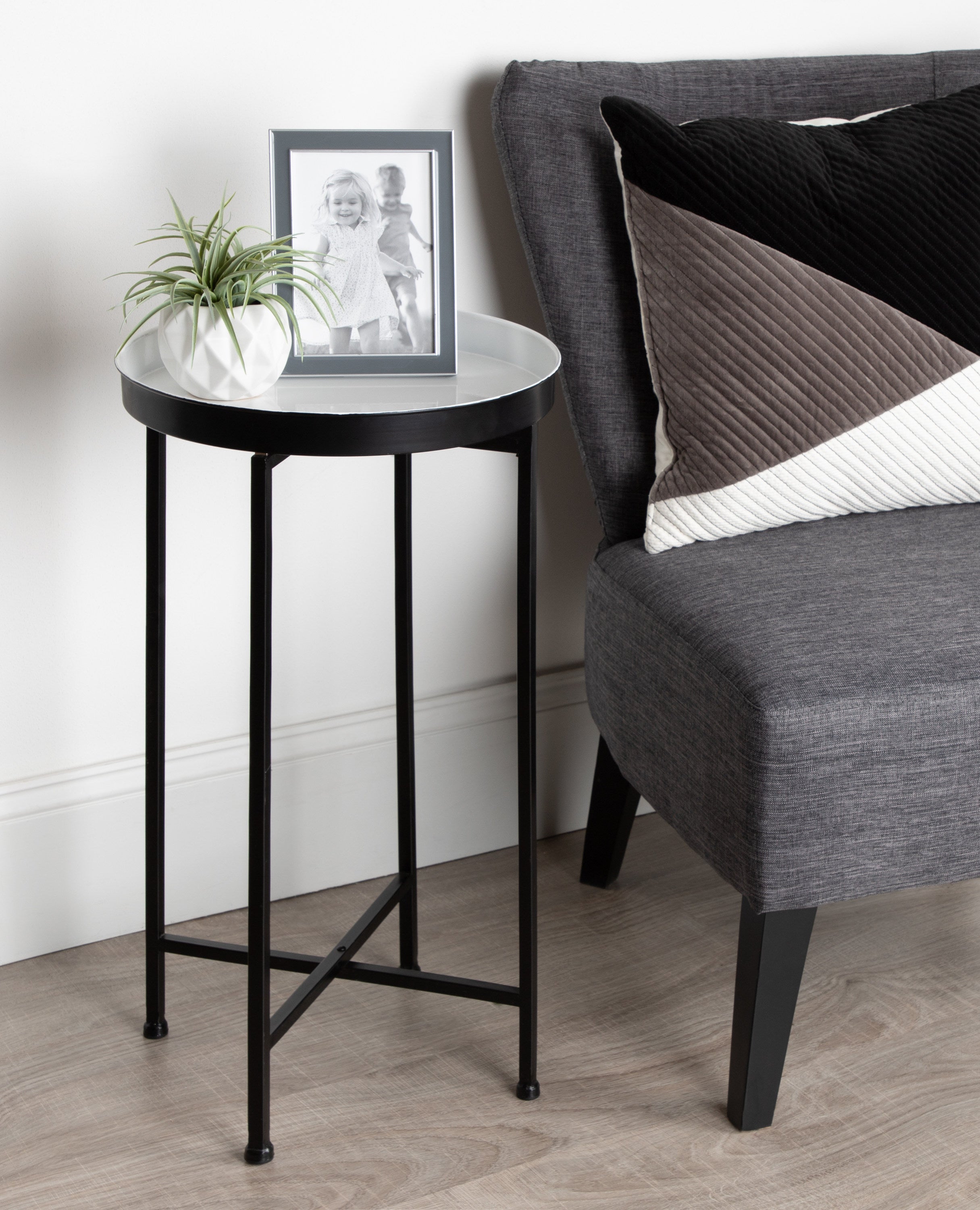 Tea Table Black White 14x14x26 7