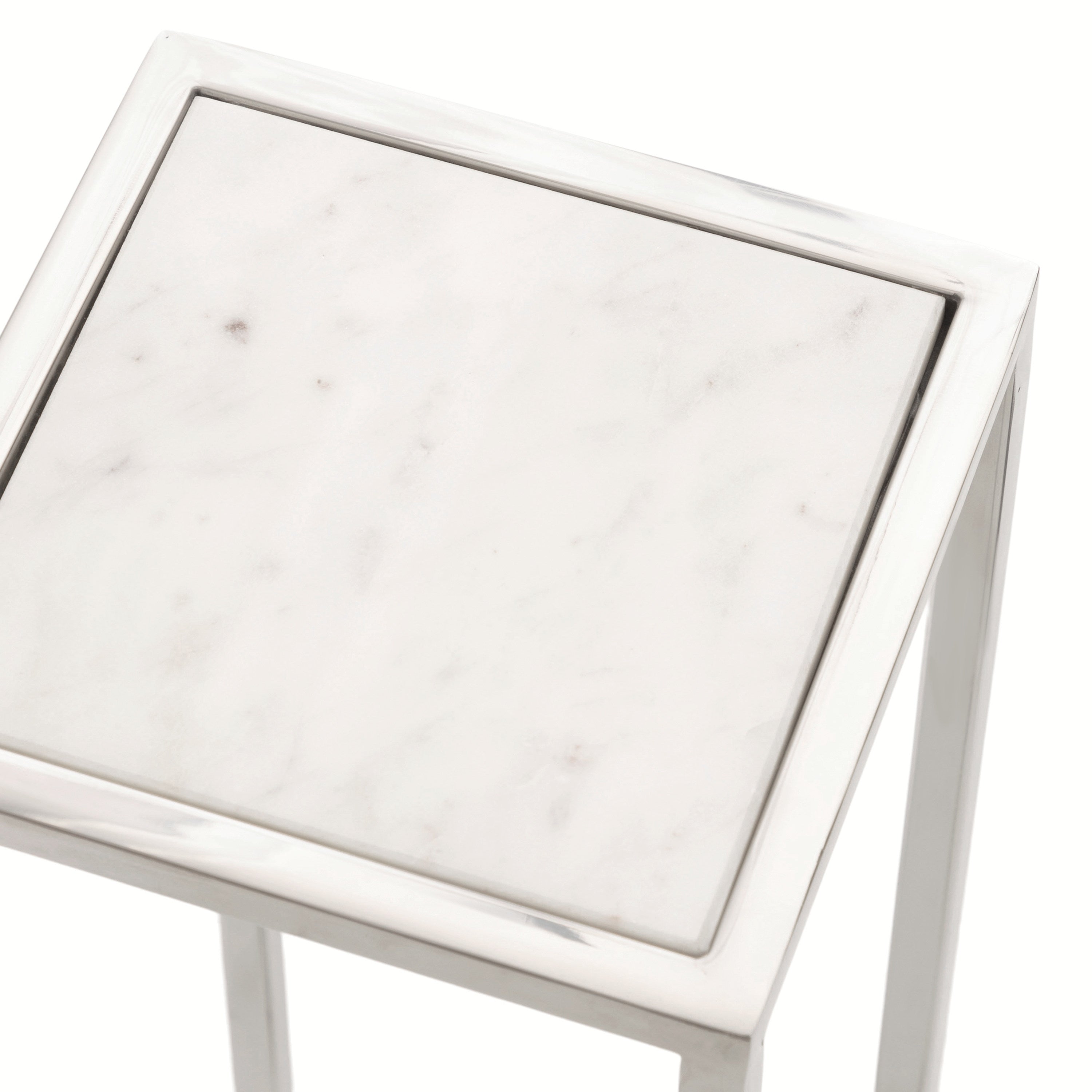 Drink Table White Silver 7x7x21 3