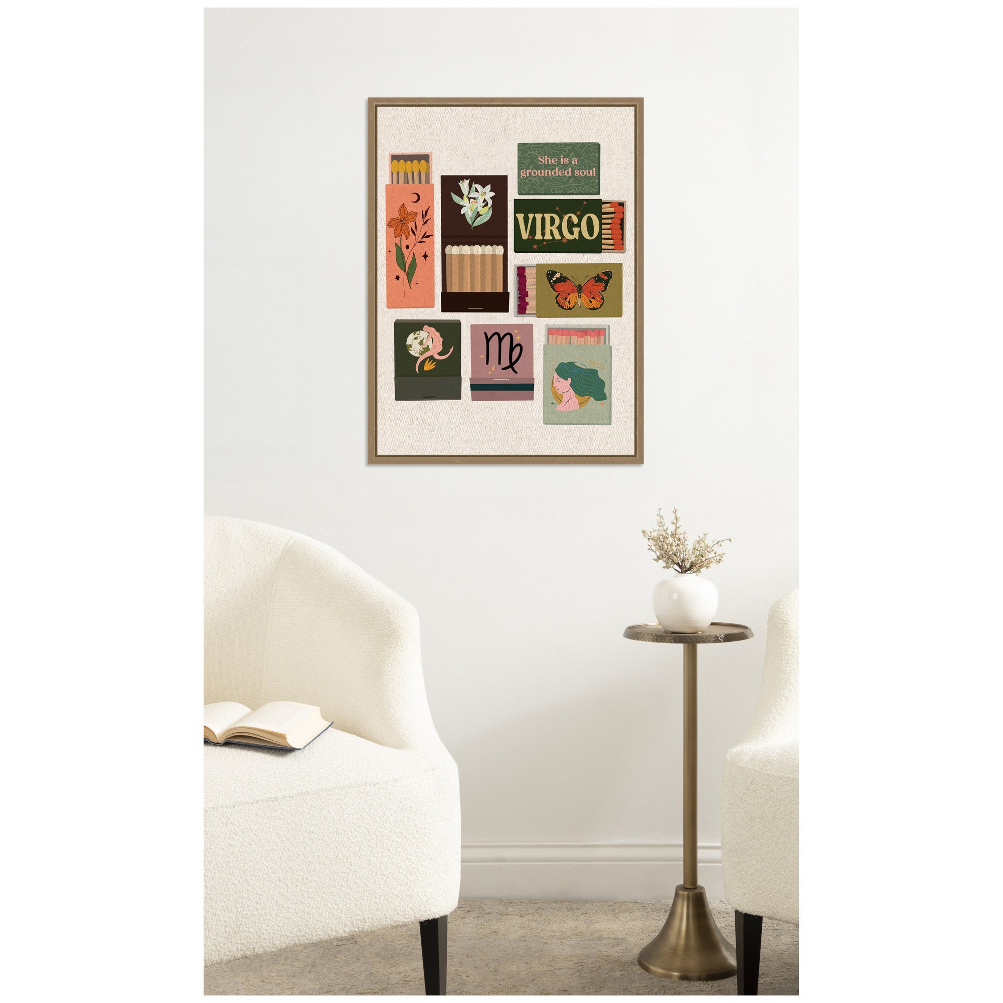 Virgo Matchbook Linen FC by Megan Ryan Framed Canvas Wall Art Print