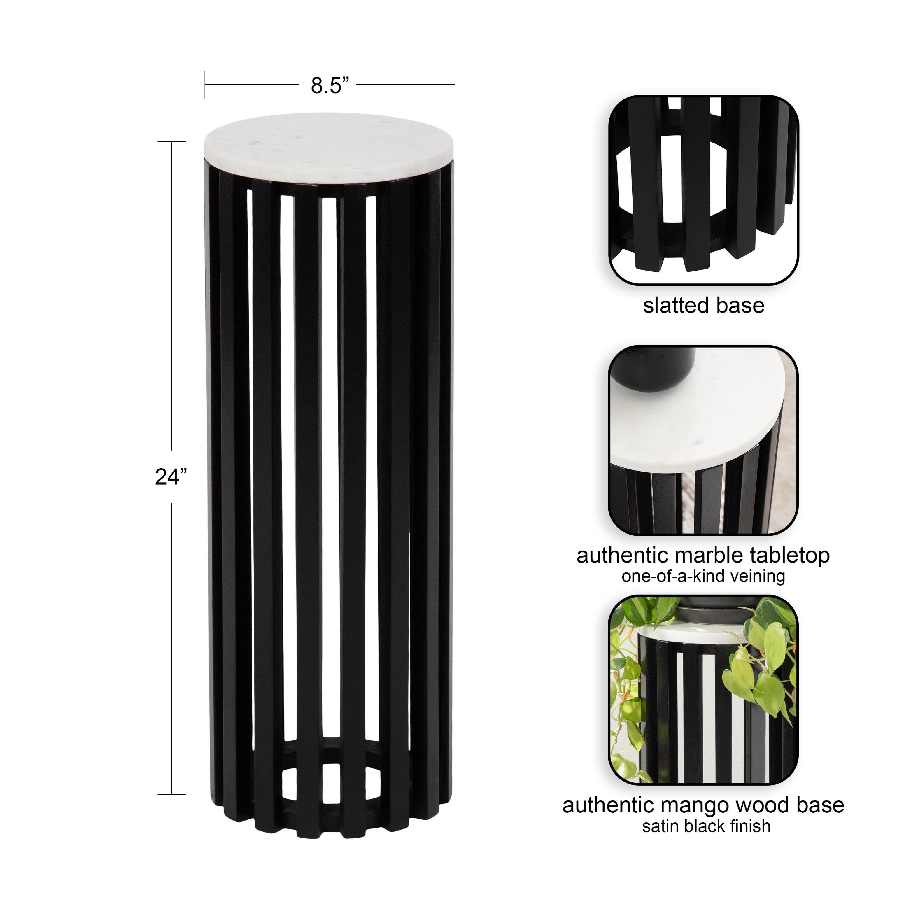 Drink Table White Black 9" Diameter 2