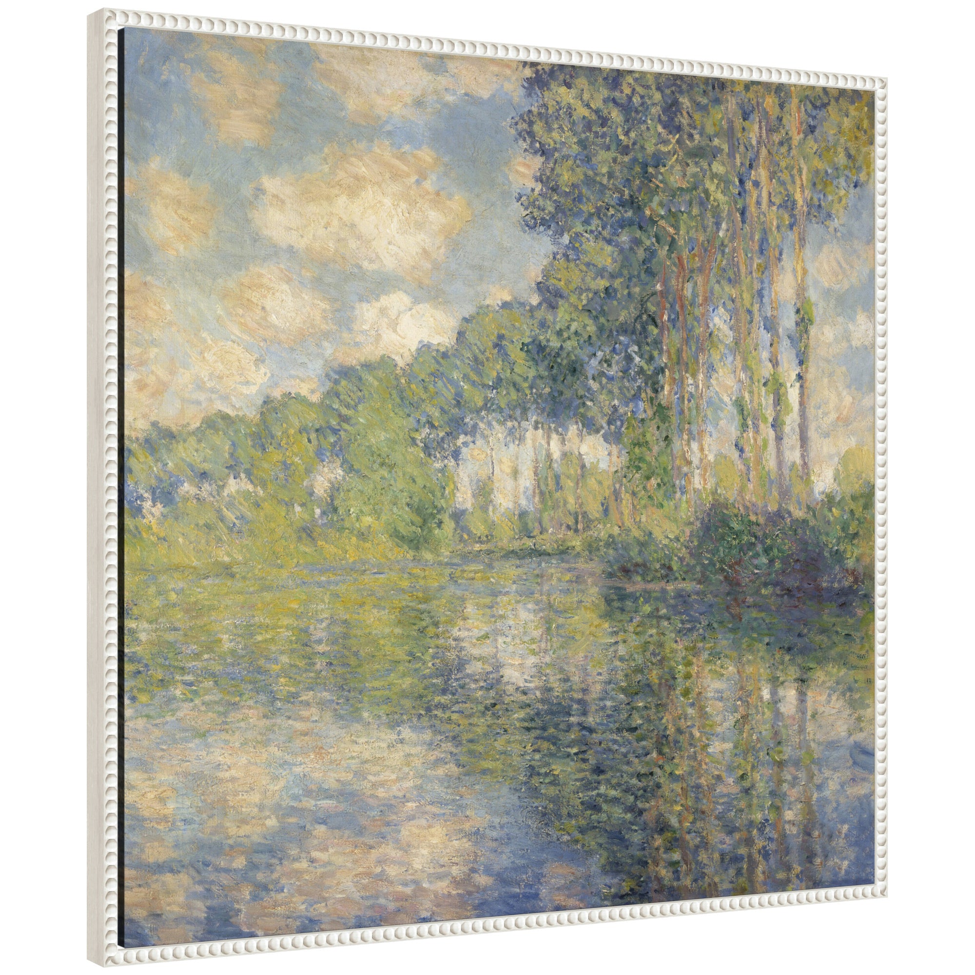 Framed Canvas 30x30 Sylvie Beaded White 1