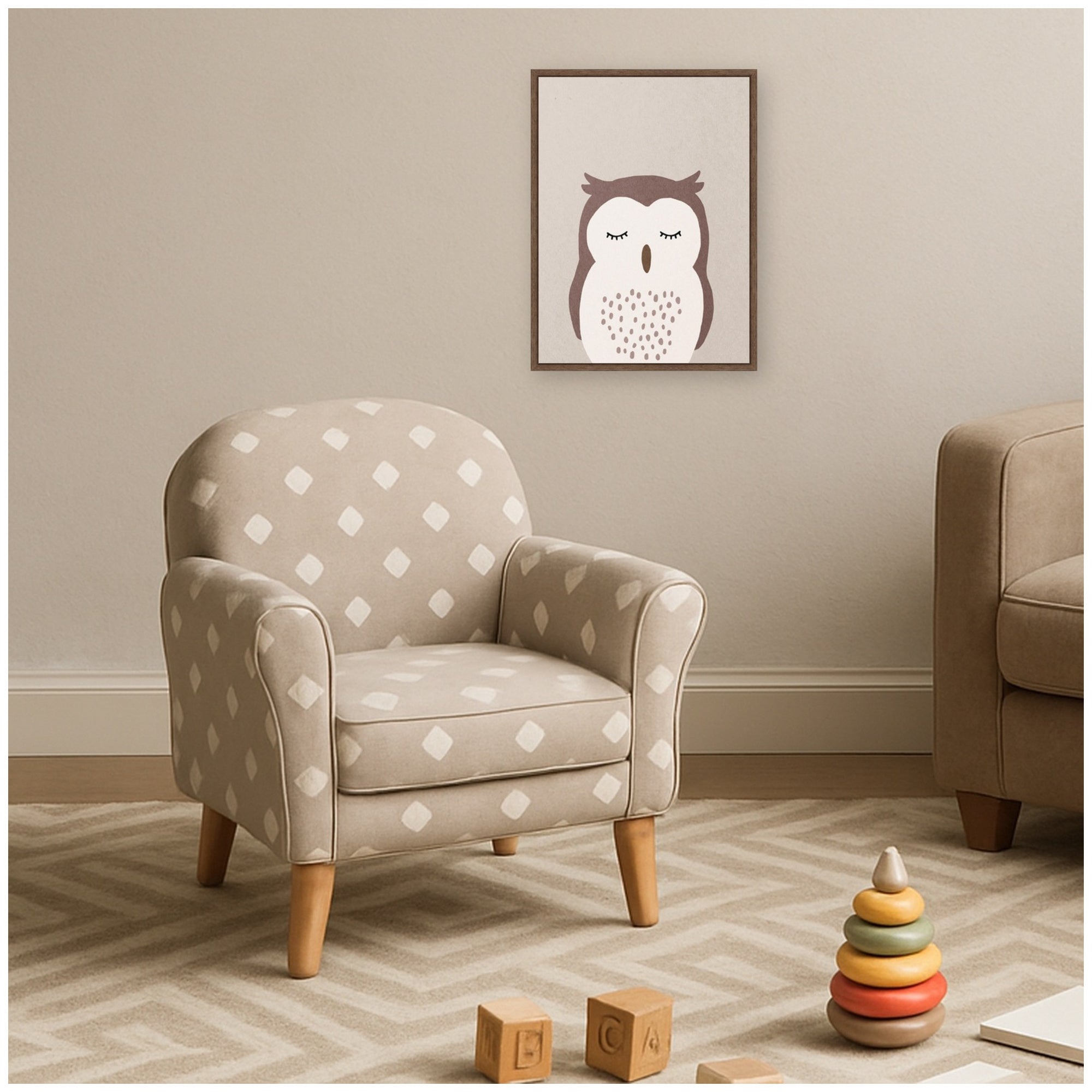 Owl by July Art Prints Framed Canvas Wall Art Print
