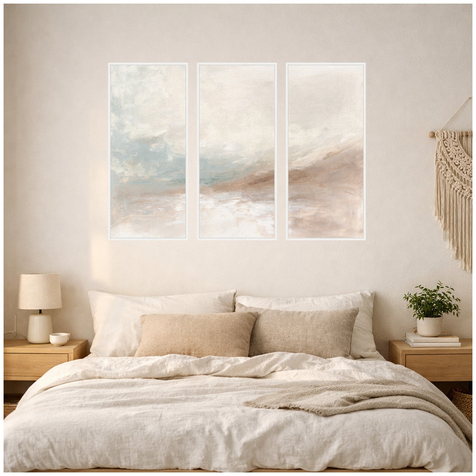 Framed Canvas Sylvie White 3 Piece Set 18x40 6