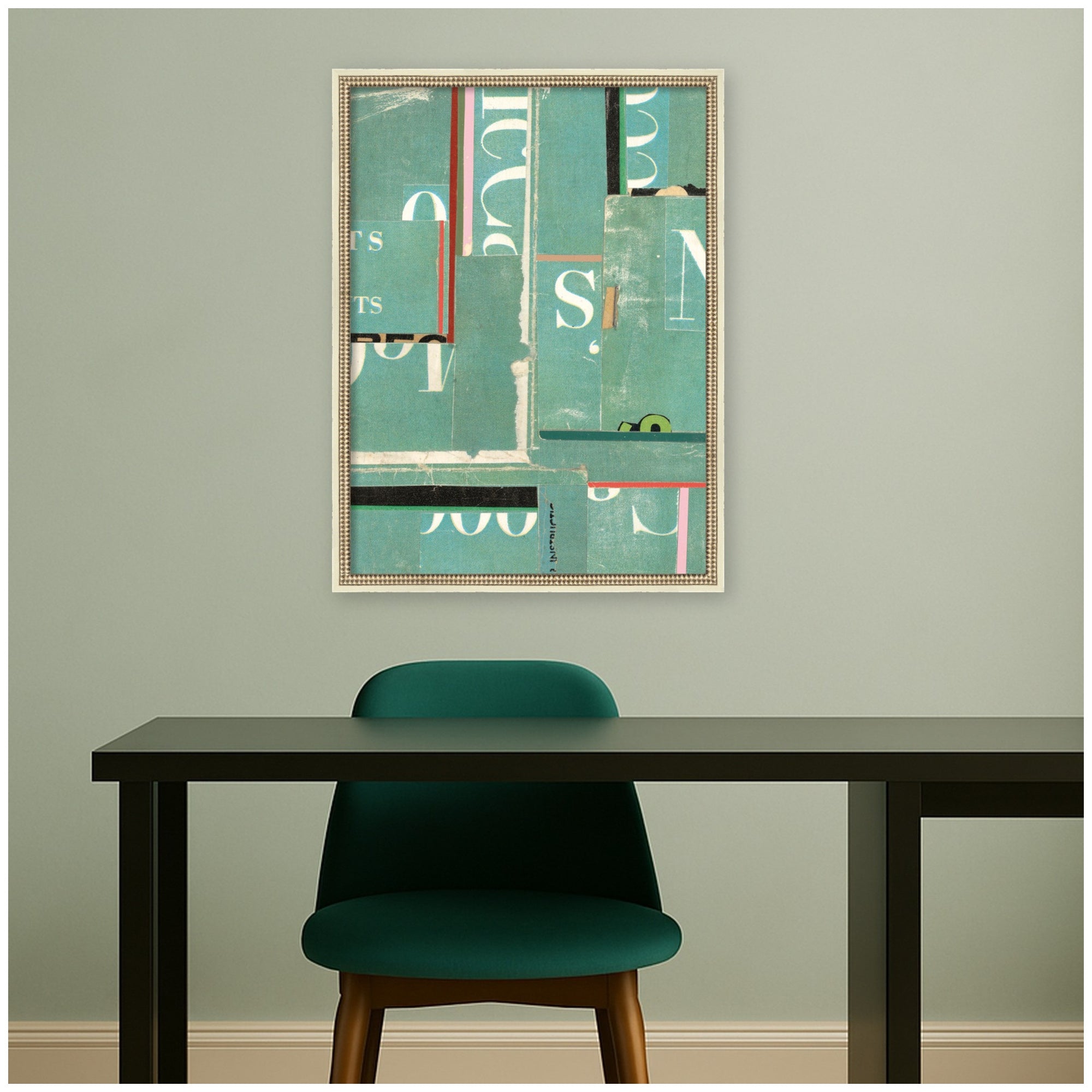 Typography Green by Felicia Dadak Framed Mounted Canvas Wall Art Print