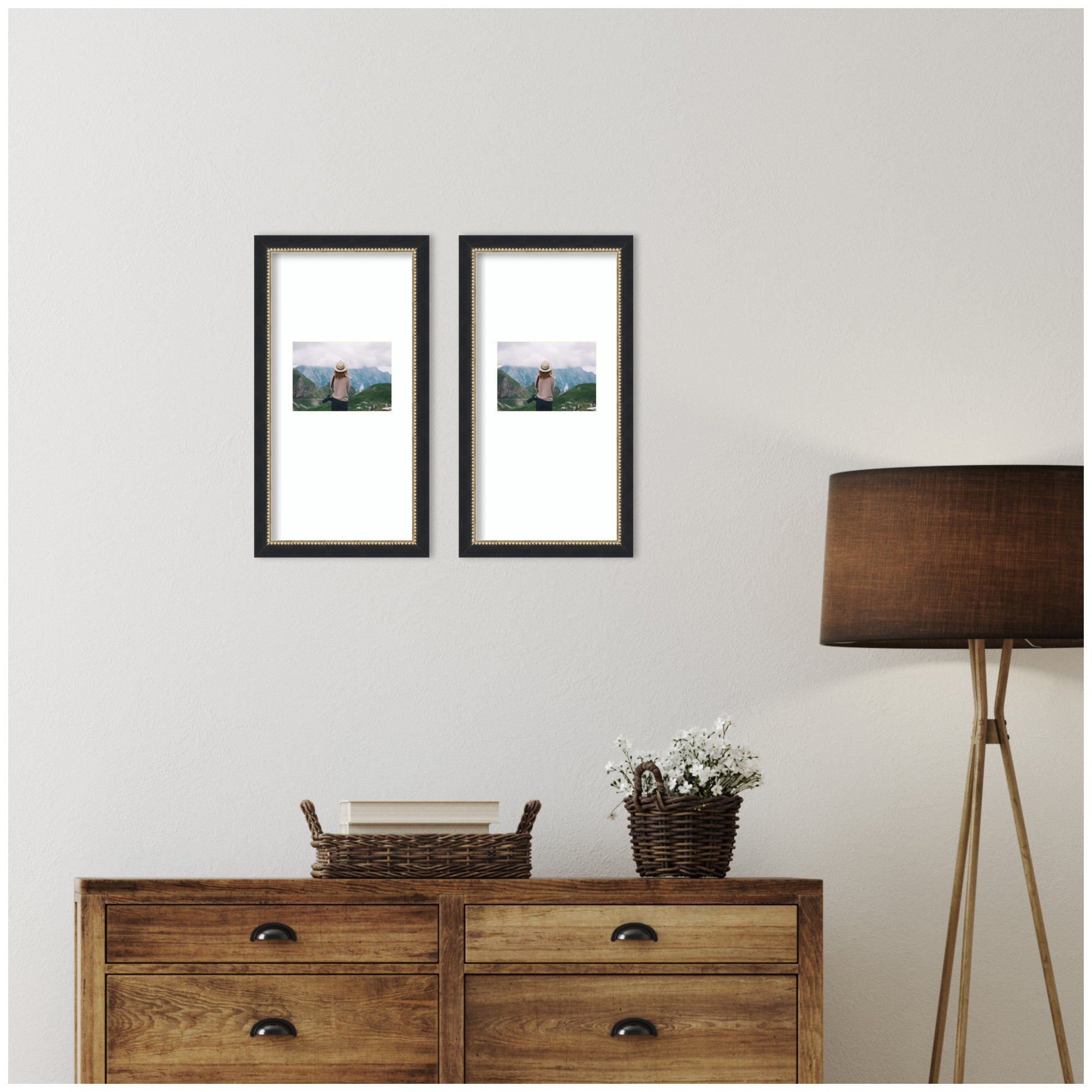 Wall Frame Belmont Black 11x20 matted to 5x7 6