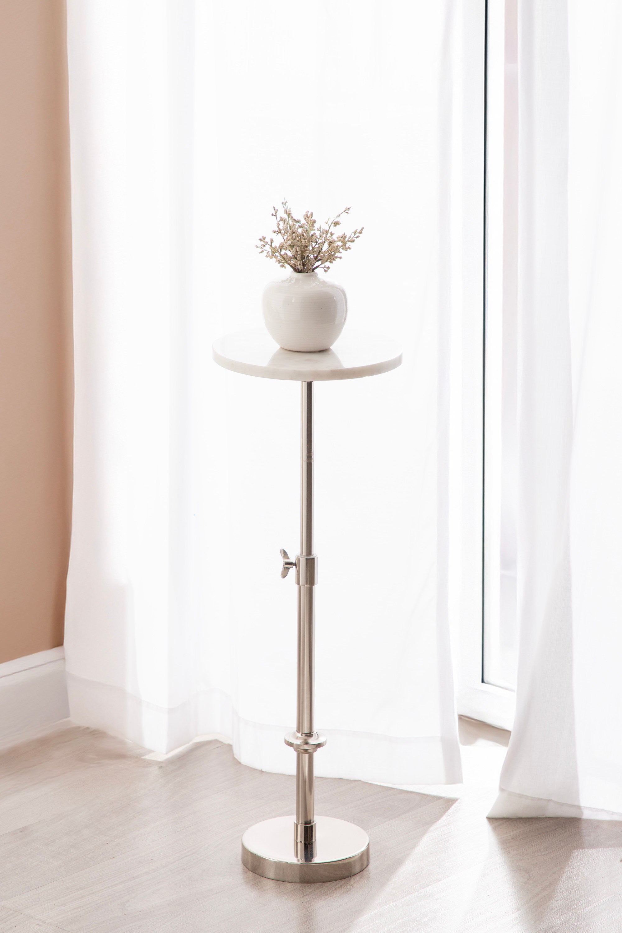 Drink Table White Silver 10x10x30 8