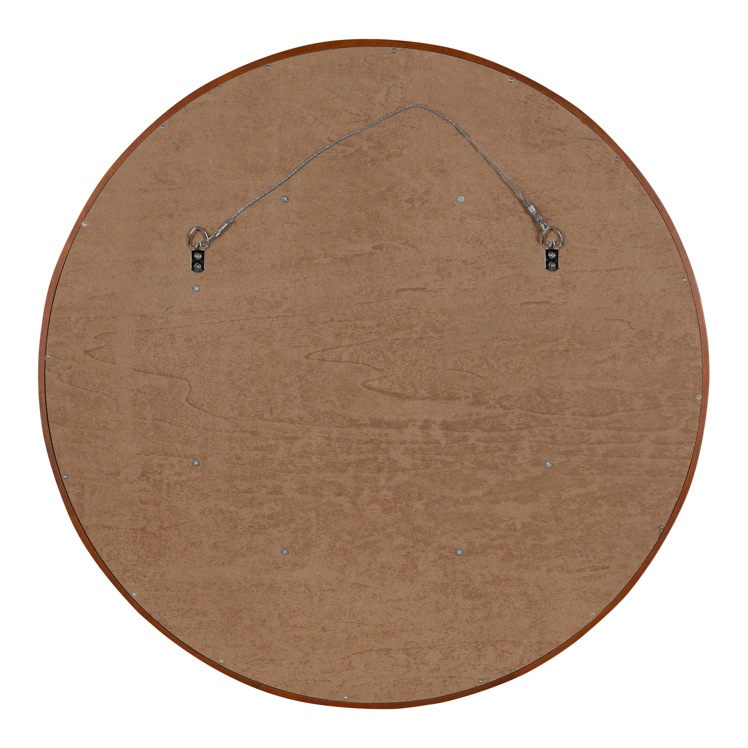 Round Mirror Walnut Brown 30" Diameter 4