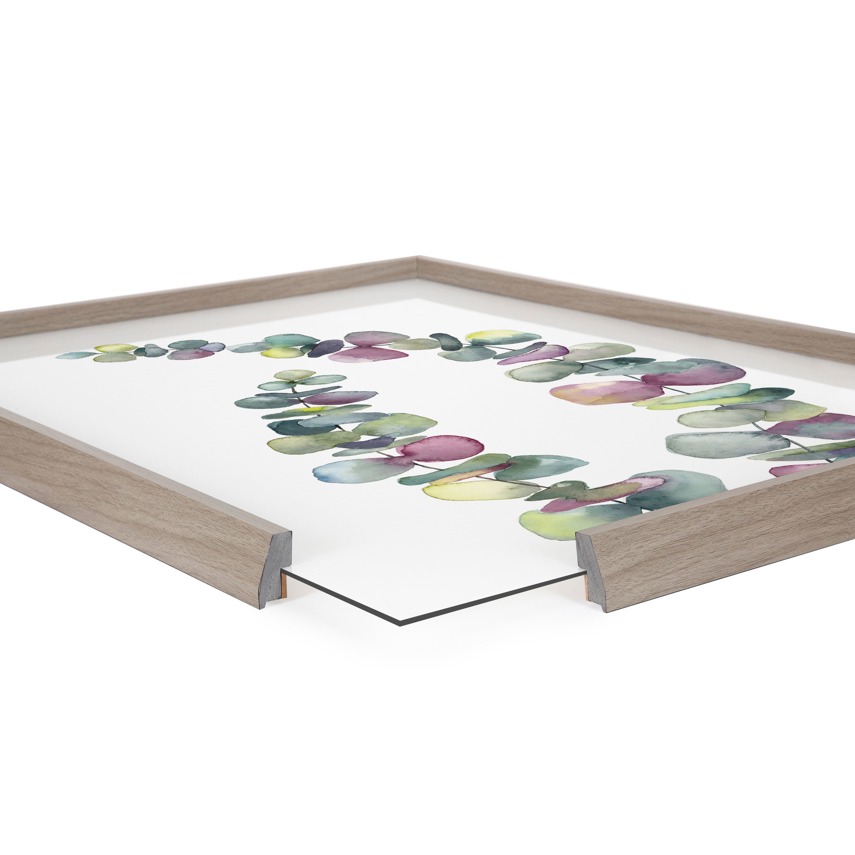 Blake Eucalyptus 2 Branches Framed Printed Glass by Emily Marie Watercolors