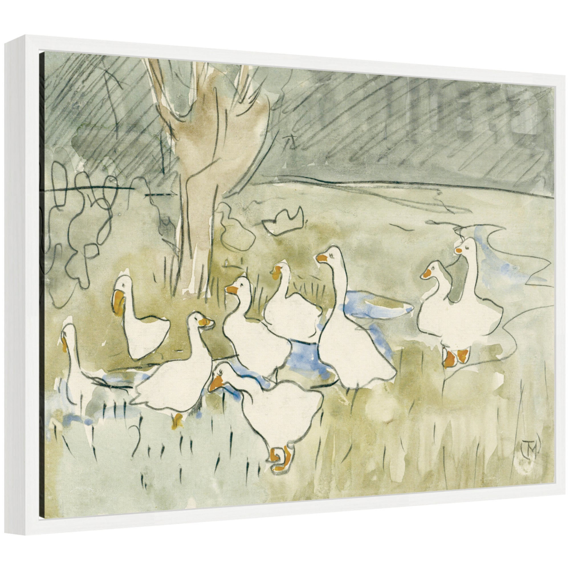 Ducks 1917 Theo van Hoytema by Nostalgia Prints Framed Canvas Wall Art Print