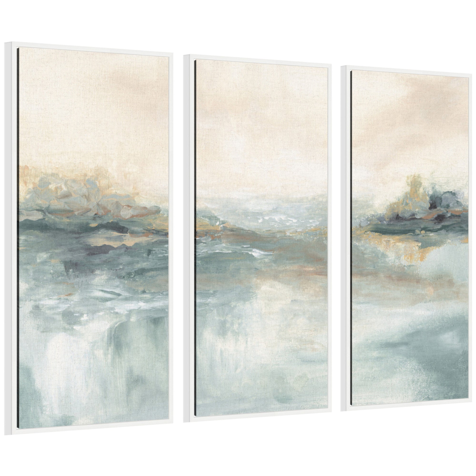 Framed Canvas Sylvie White 3 Piece Set 18x40 1