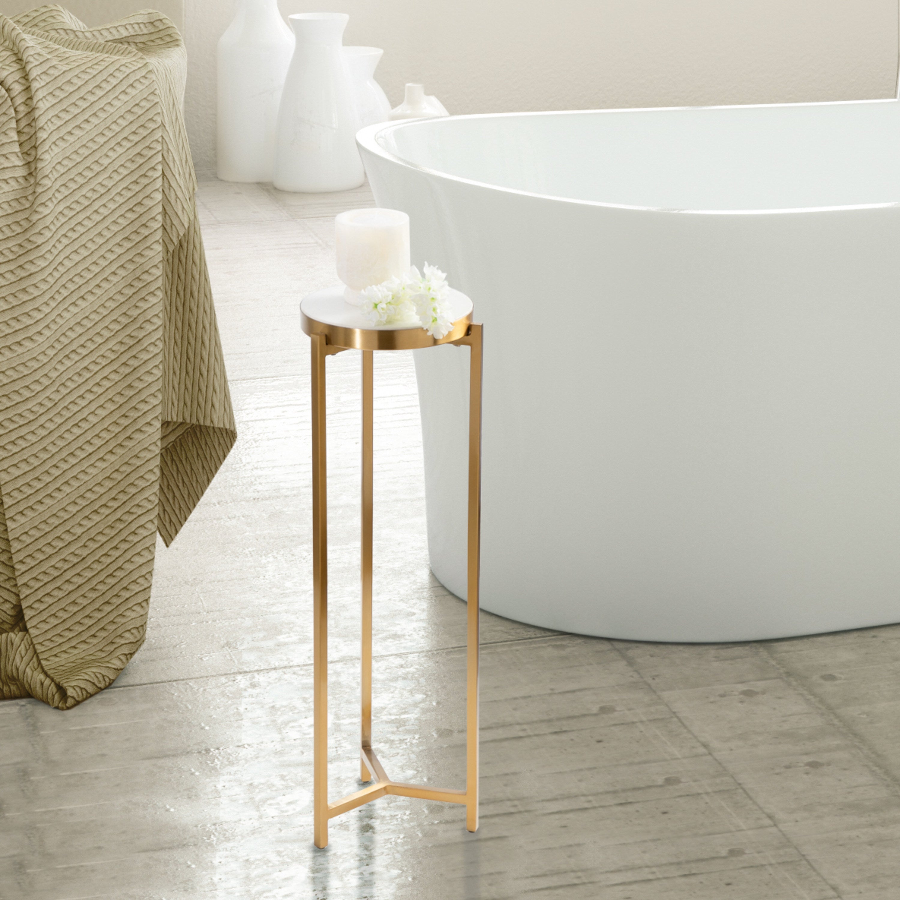 Drink Table White Gold 9x9x23 6
