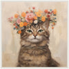 Sylvie Adorable Floral Boho Cat Framed Canvas by The Creative Bunch Studio