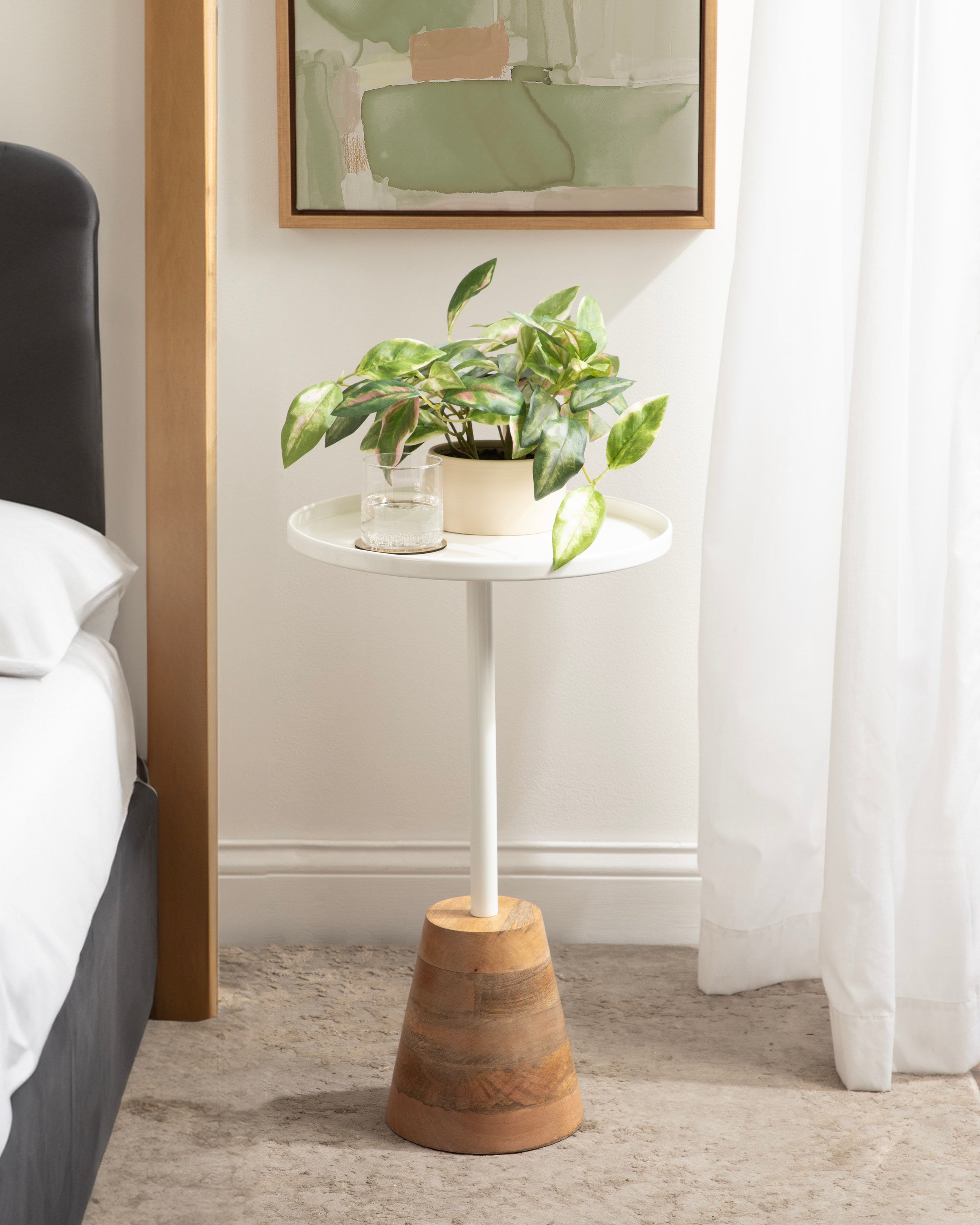 Side Table White Natural 14x14x24 7