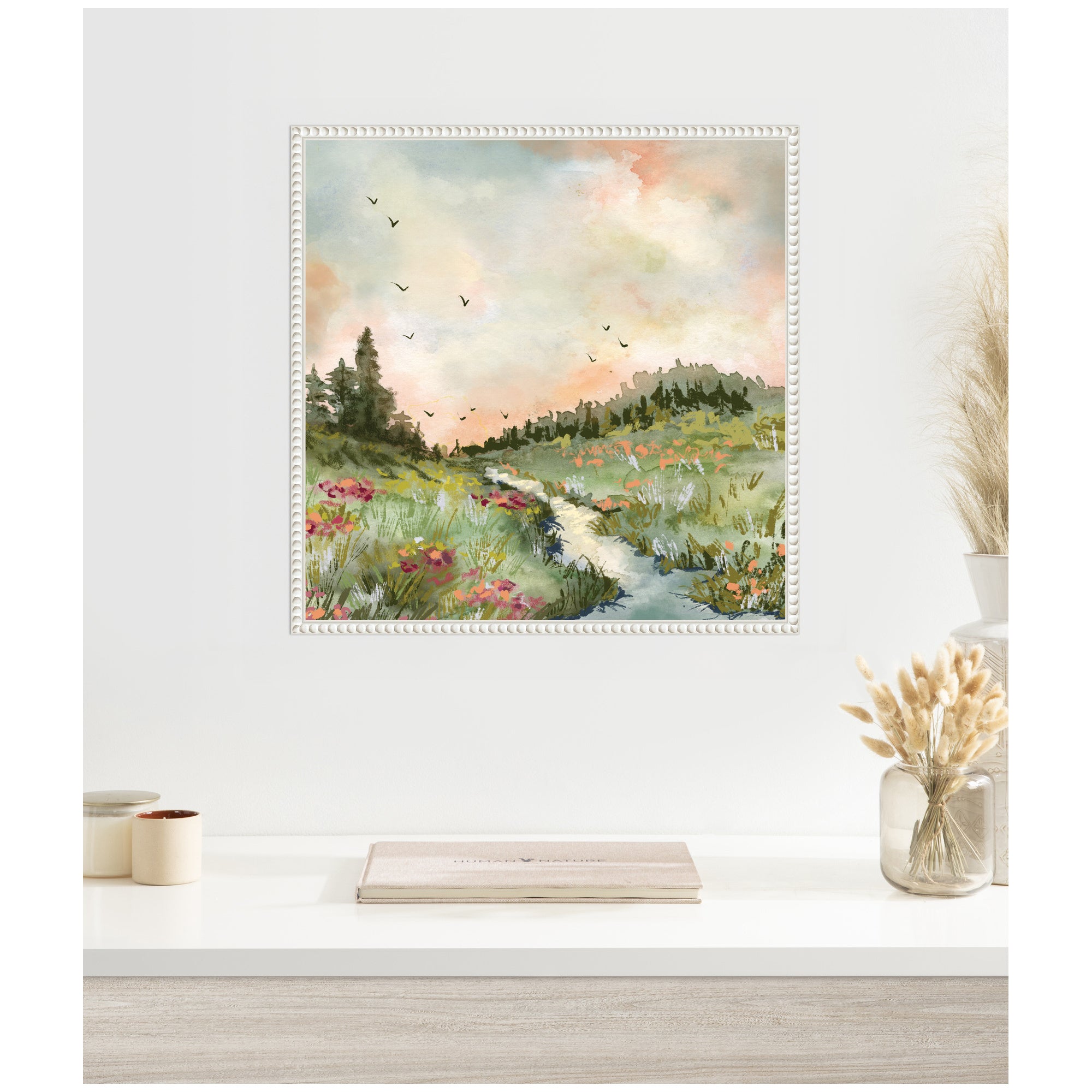 Framed Canvas 22x22 Sylvie Beaded White 7