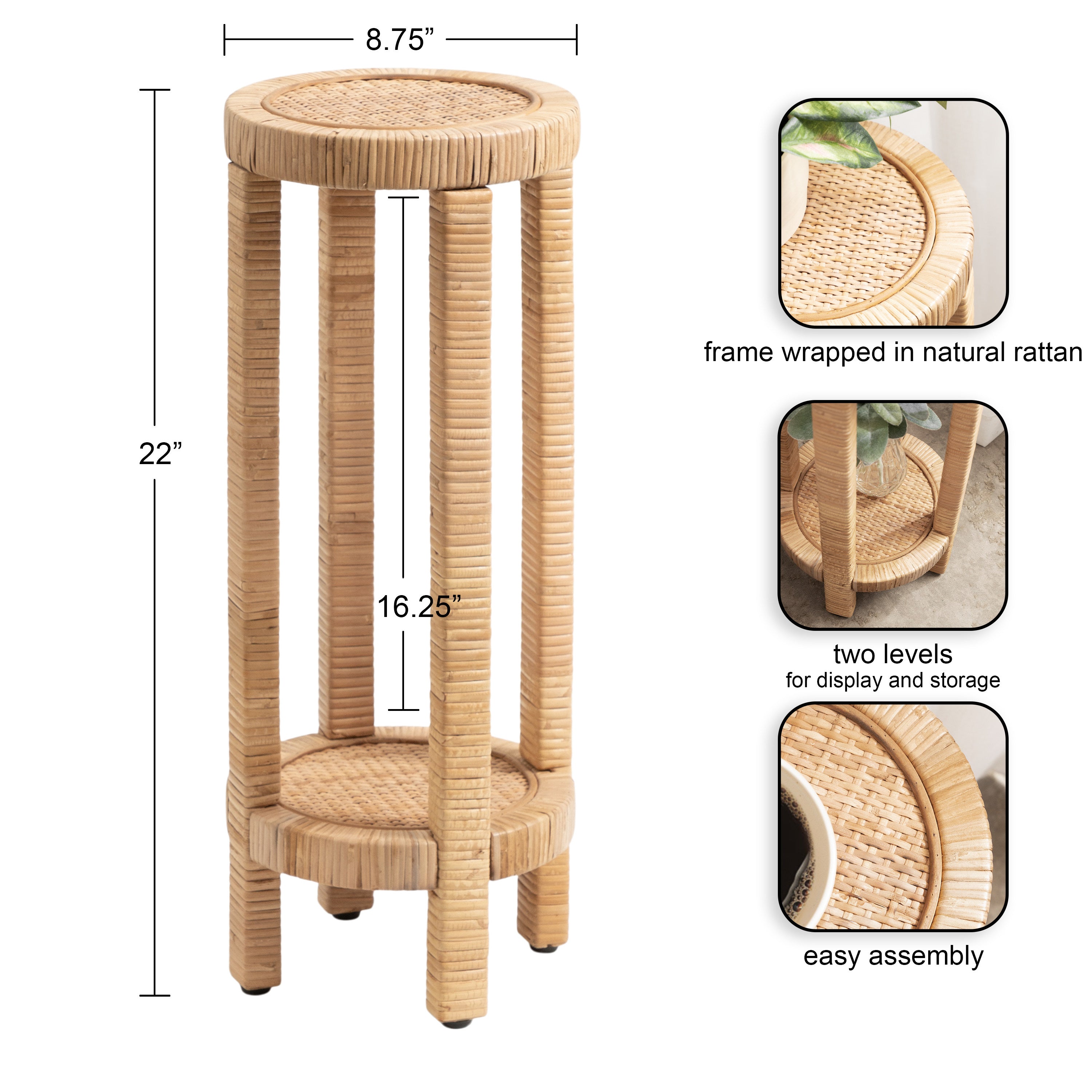 Drink Table Natural 9x9x22 2
