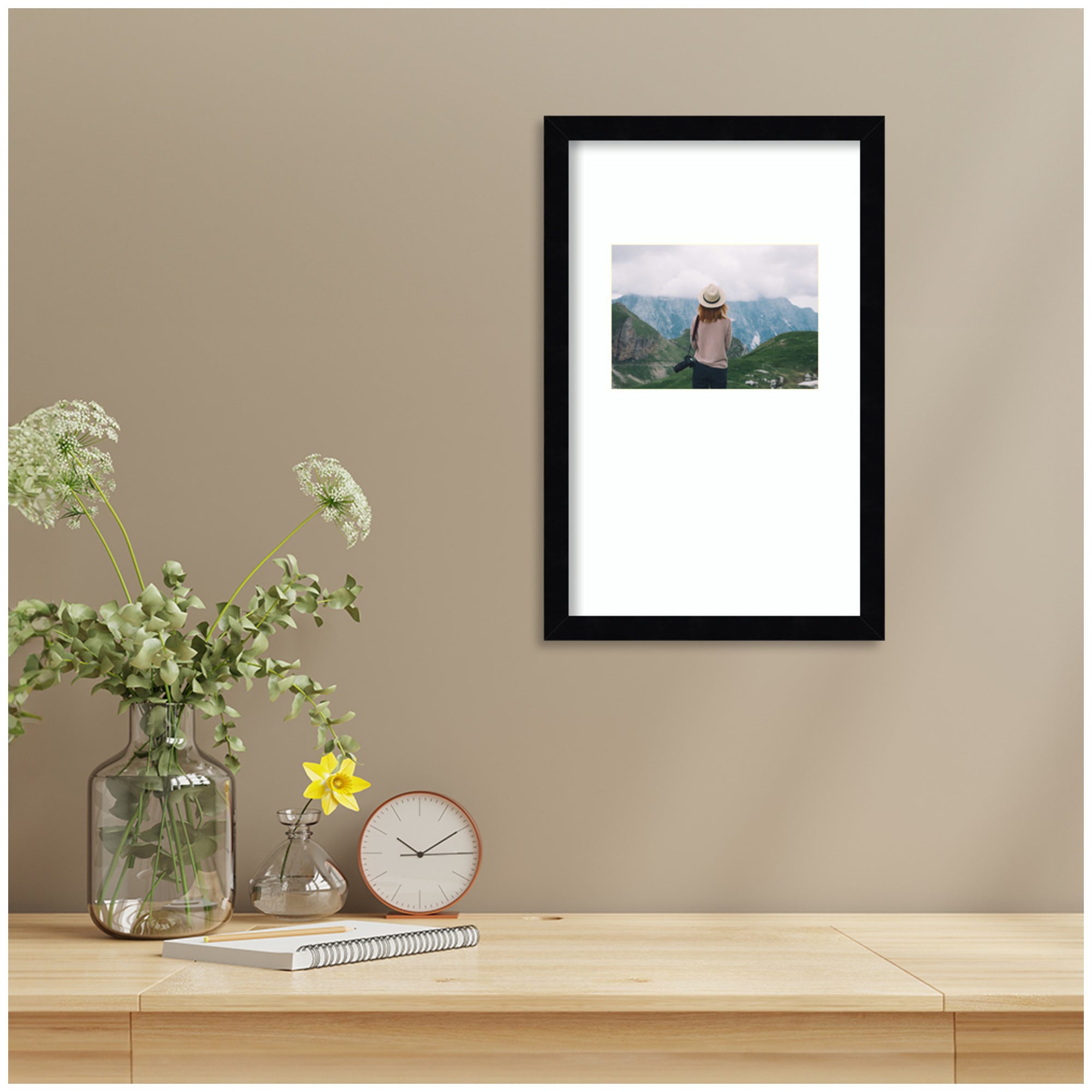 Wall Frame Svelte Noir Black 10x16 matted to 5x7 6