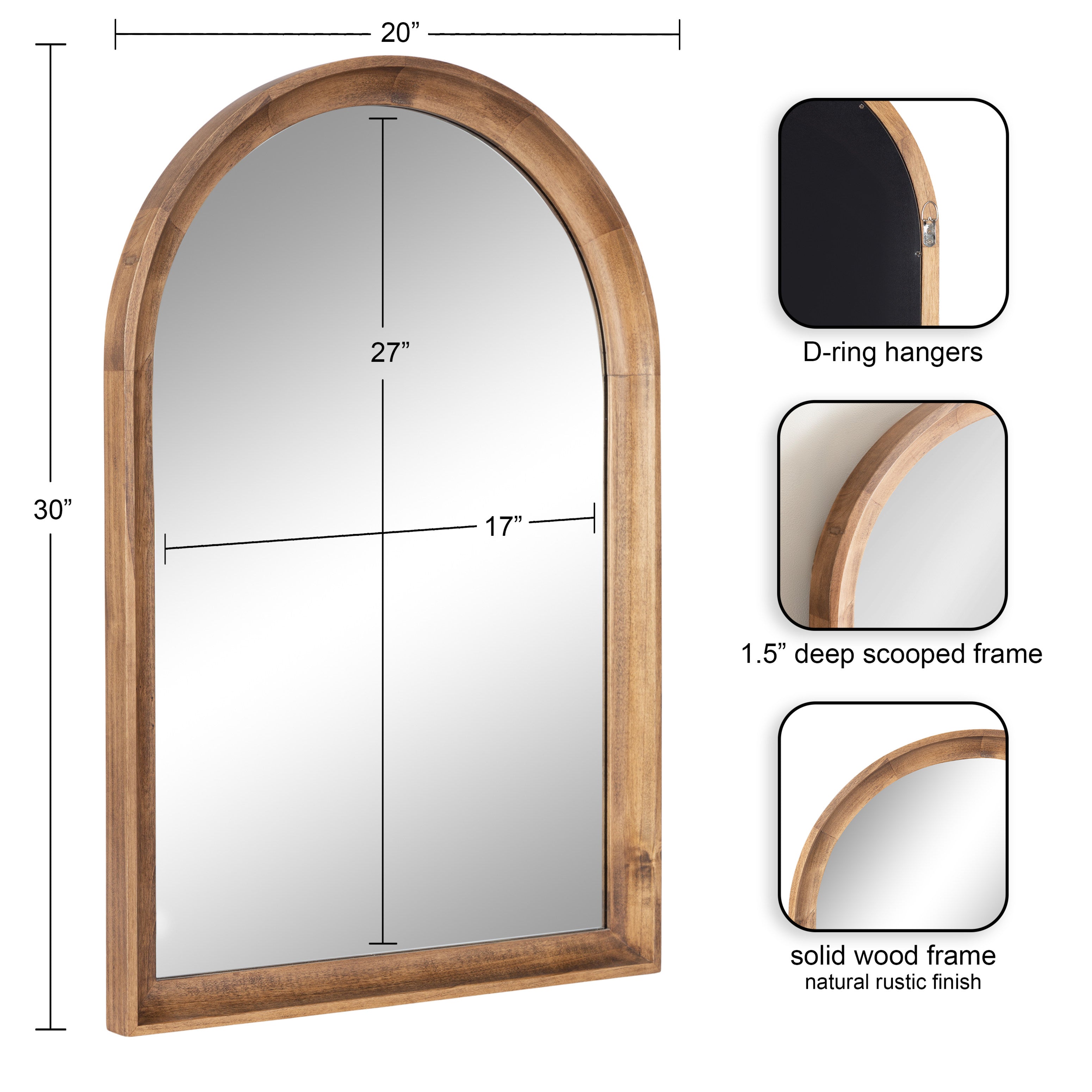 Arch Mirror Rustic Brown 20x30 2