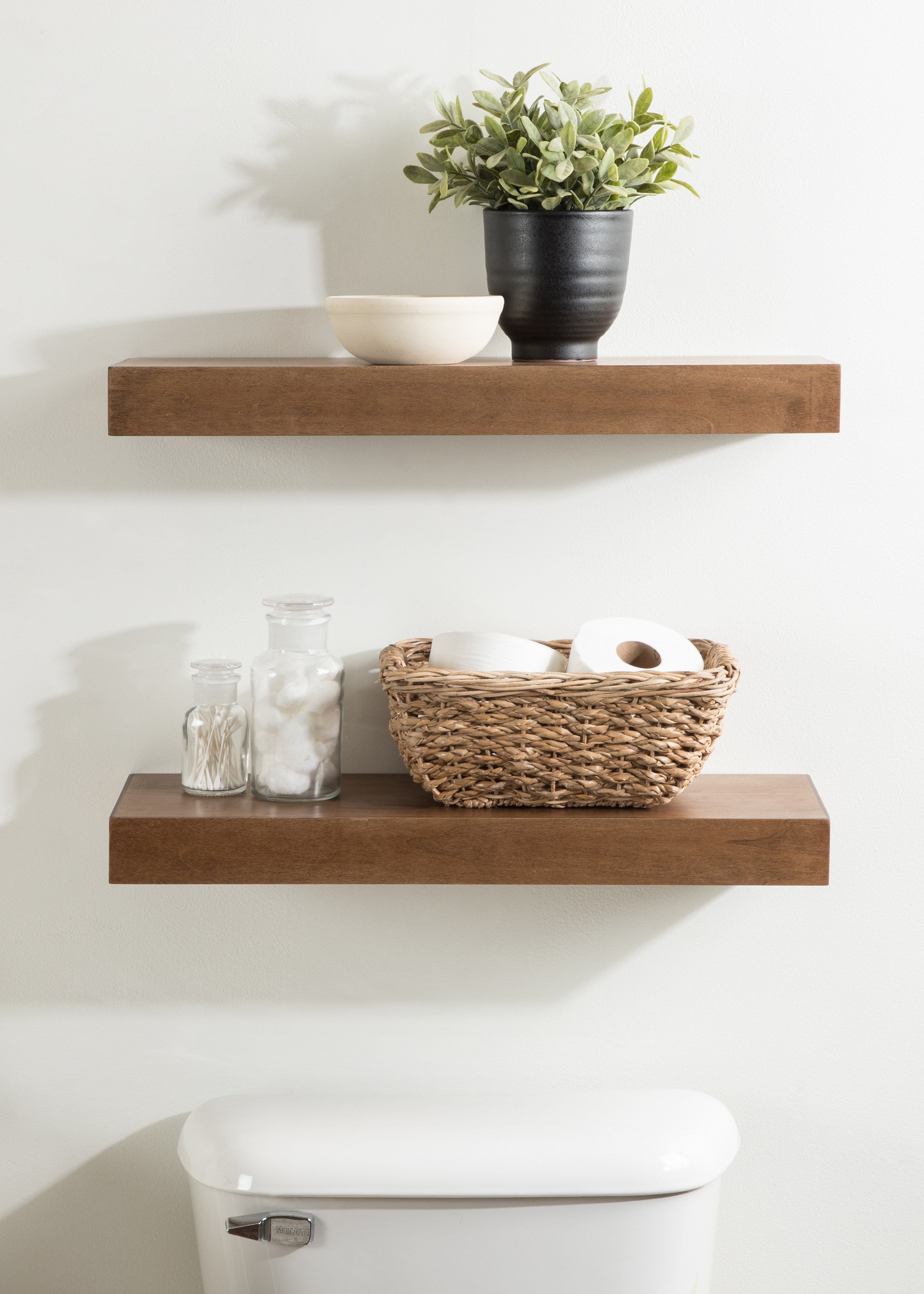 Floating Shelf 2 Piece 24 Inch Rustic Brown 7