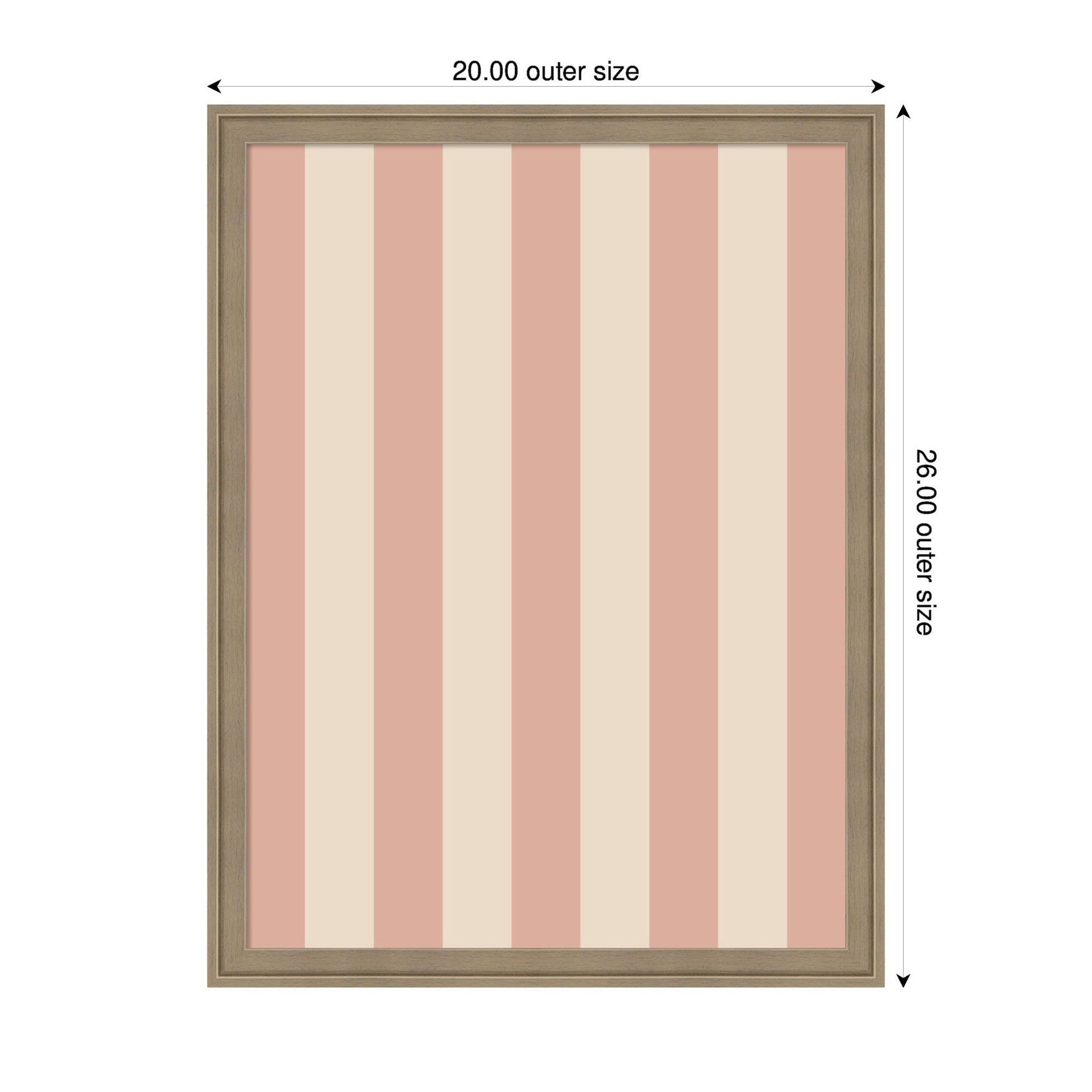 Framed Fabric Pinboard Wide Stripes Pink Wall Organization