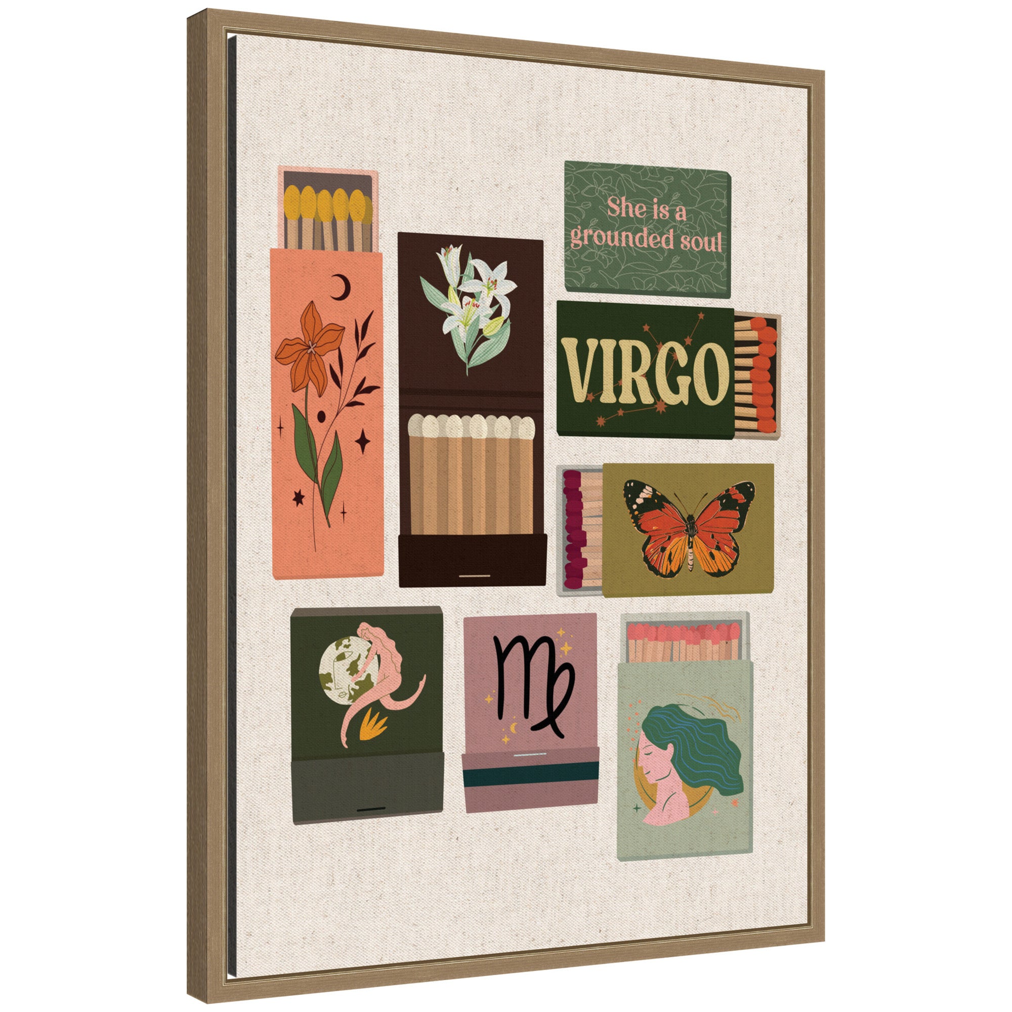 Virgo Matchbook Linen FC by Megan Ryan Framed Canvas Wall Art Print