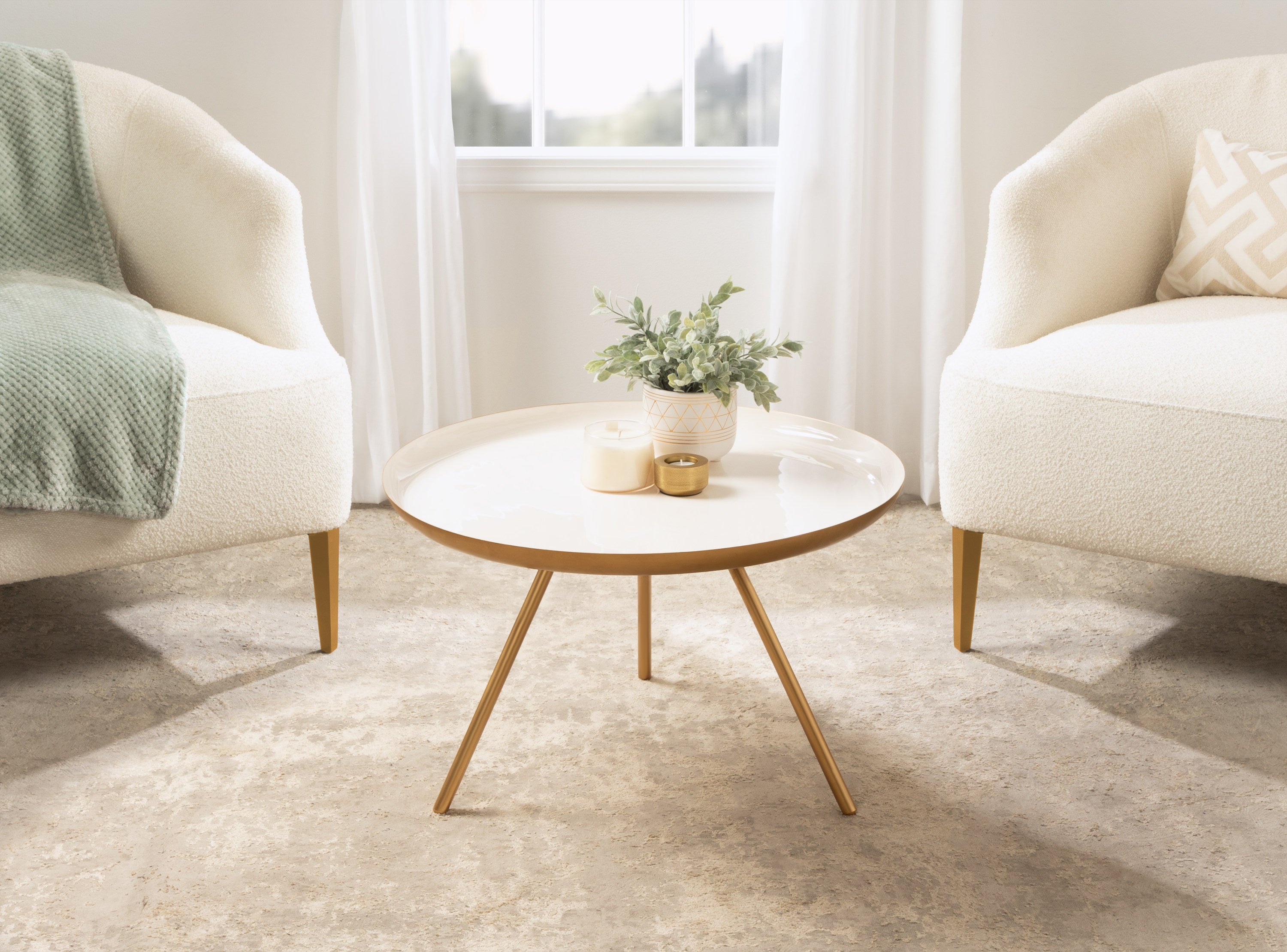Coffee Table White Gold 25" Diameter 5