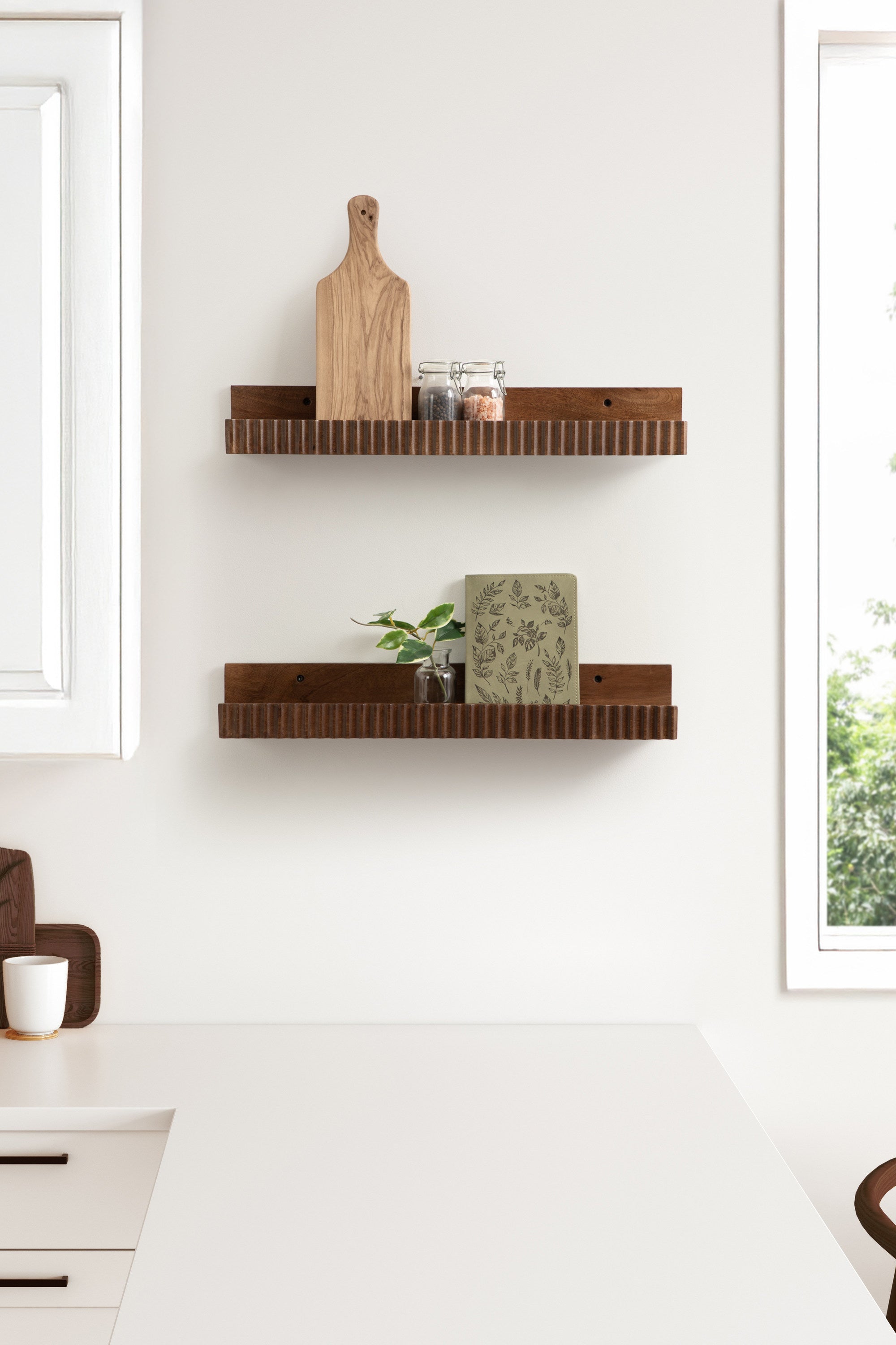 Floating Shelf Walnut Brown 2 Piece 24 Inch 7
