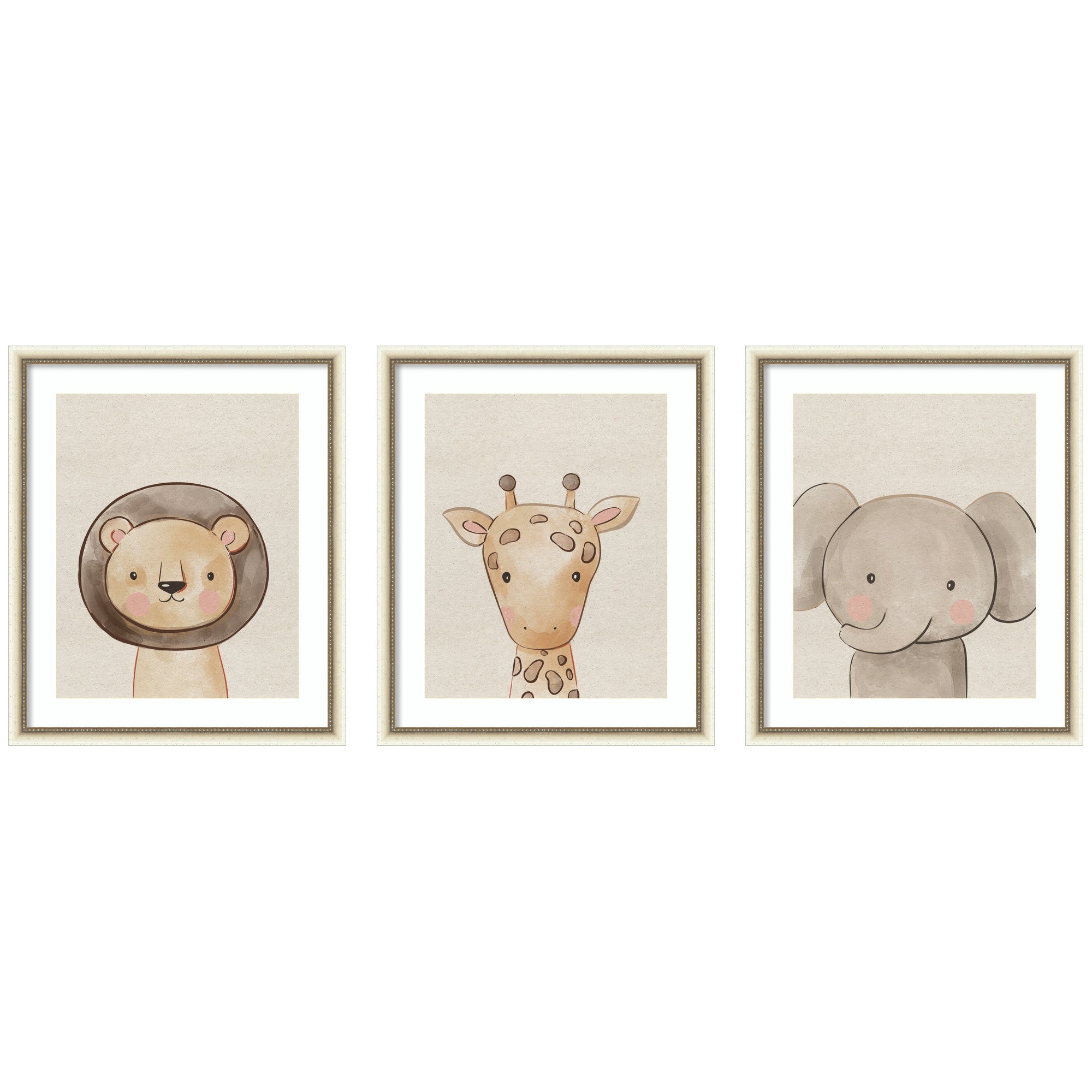 Baby Animal Portrait 3 Piece Framed Wall Art Print Set by The Creative Bunch Studio