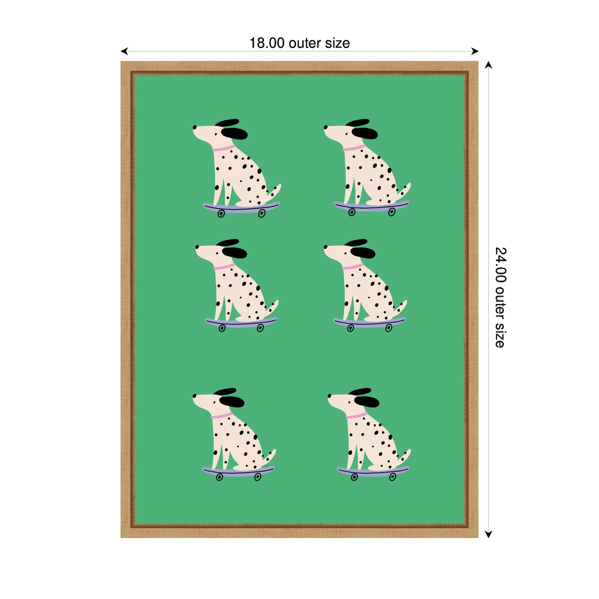 Skating Dogs by Laura Moss Framed Canvas Wall Art Print