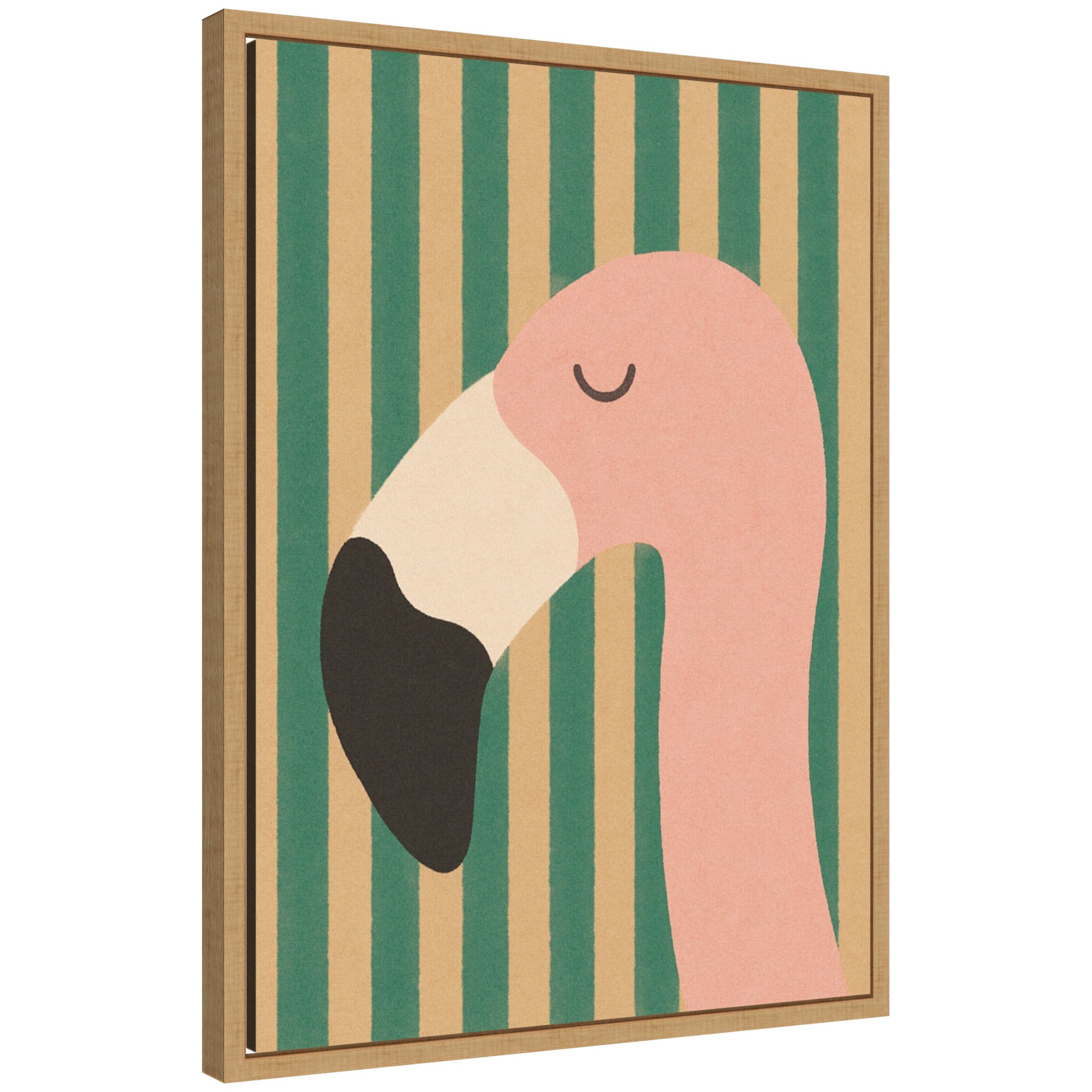Flamingo Minimalist Pink Stripes by Laura Moss Framed Canvas Wall Art Print