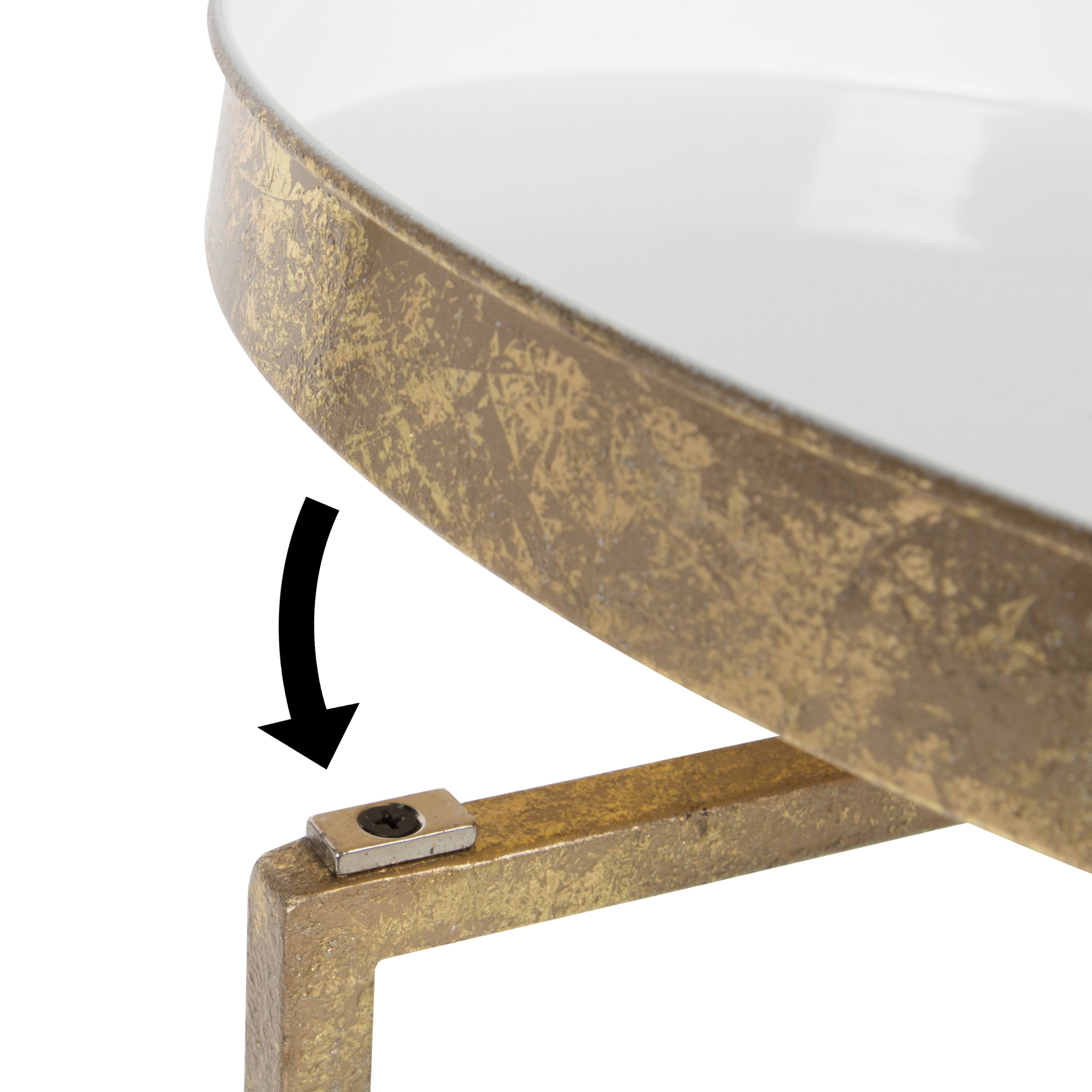 Tea Table Gold White 14x14x26 5
