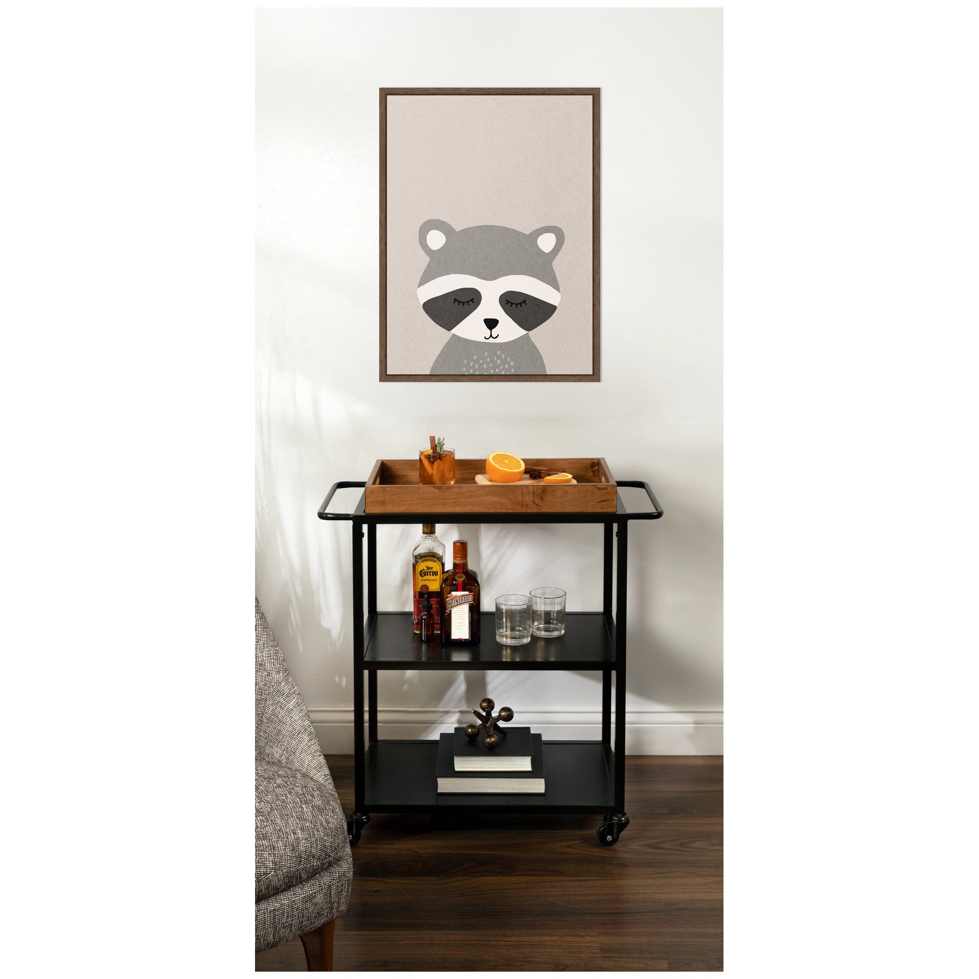 Raccoon by July Art Prints Framed Canvas Wall Art Print
