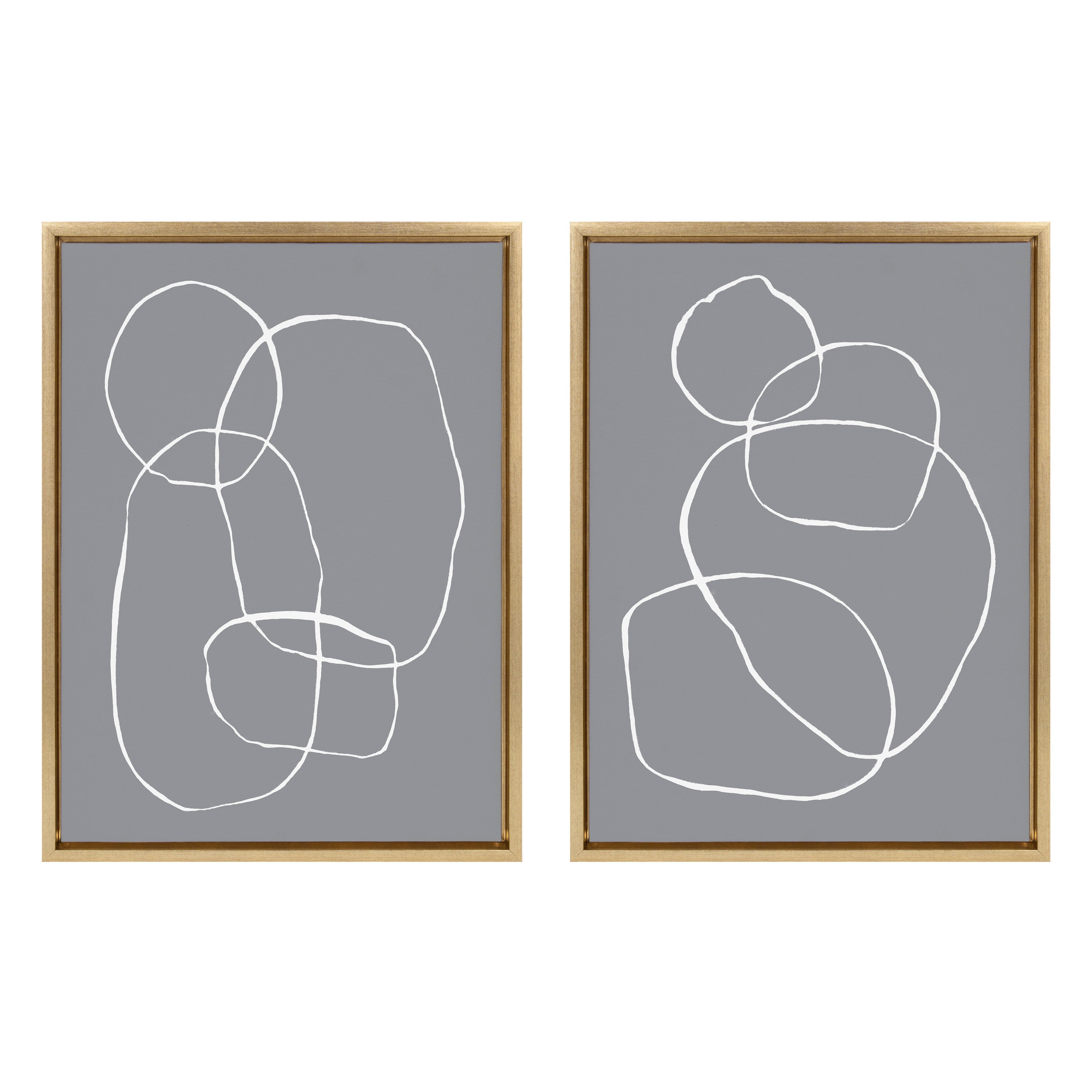 Sylvie Gray Going in Circles Framed Canvas Set by Teju Reval of SnazzyHues