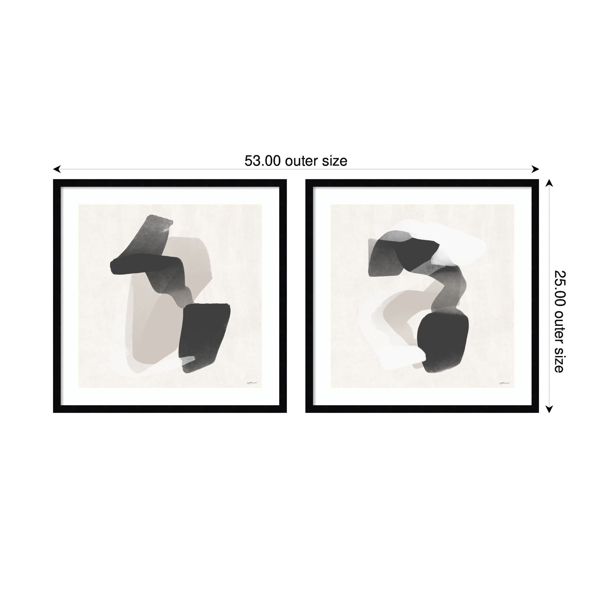 Framed Art Svelte Noir Black 2 Piece Set 25x25 2