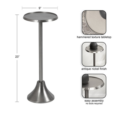 Drink Table Antique Silver 9x9x23 2