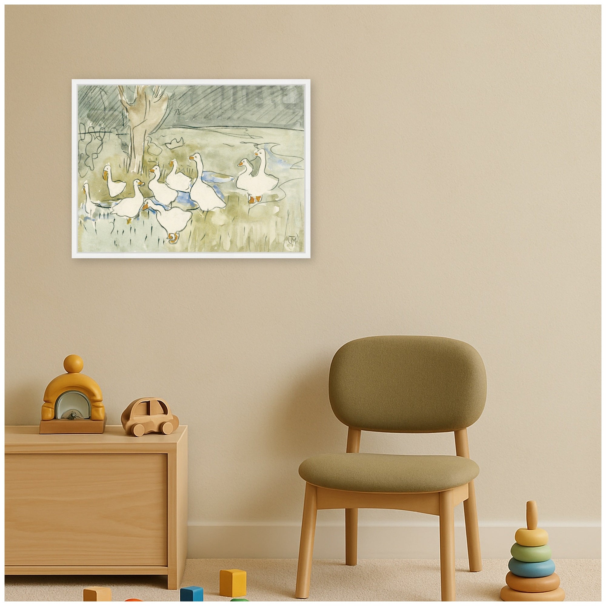 Ducks 1917 Theo van Hoytema by Nostalgia Prints Framed Canvas Wall Art Print