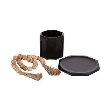 Decorative Accessory Set Black Natural Beige 3 Piece 1