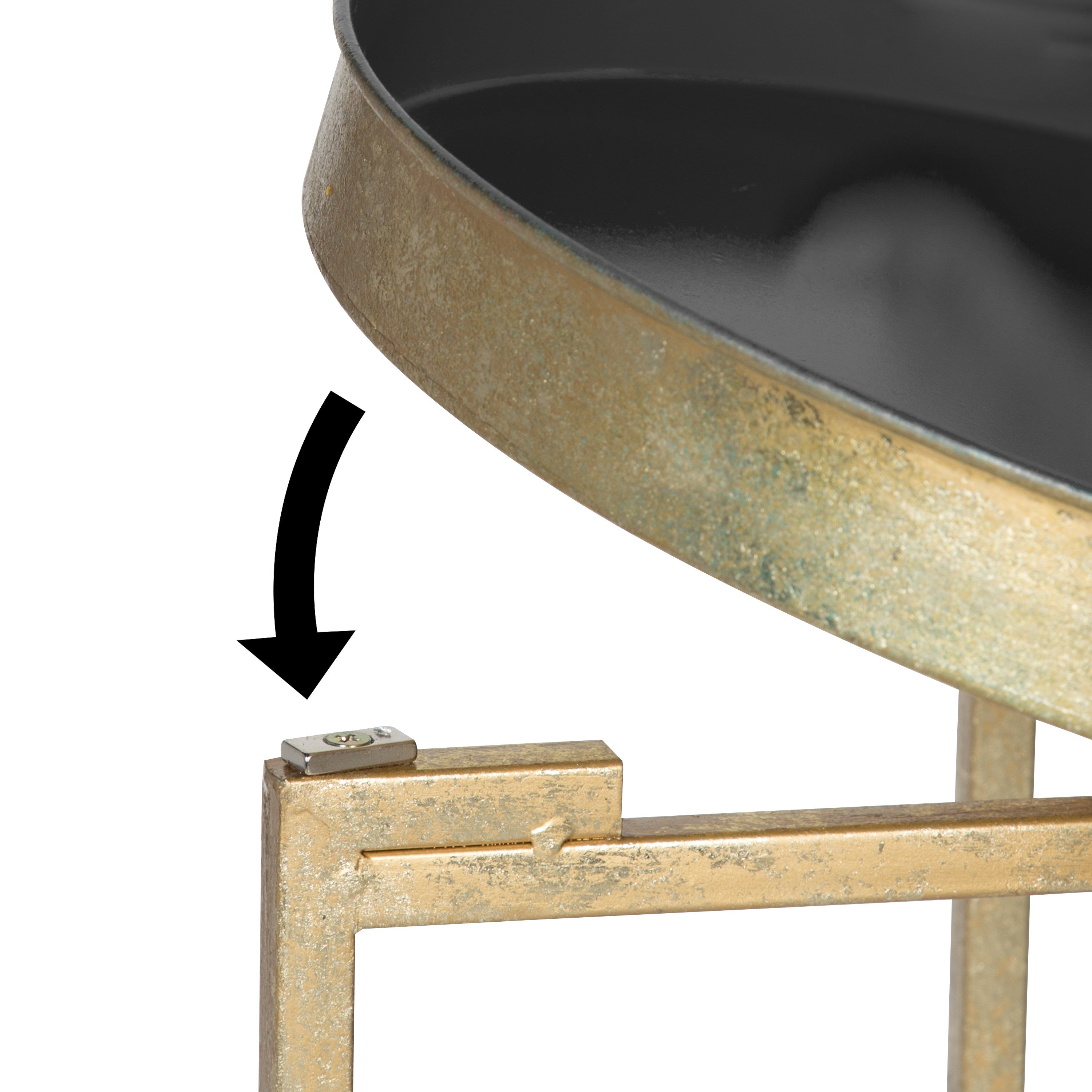 Tea Table Gold Gray 14x14x26 5