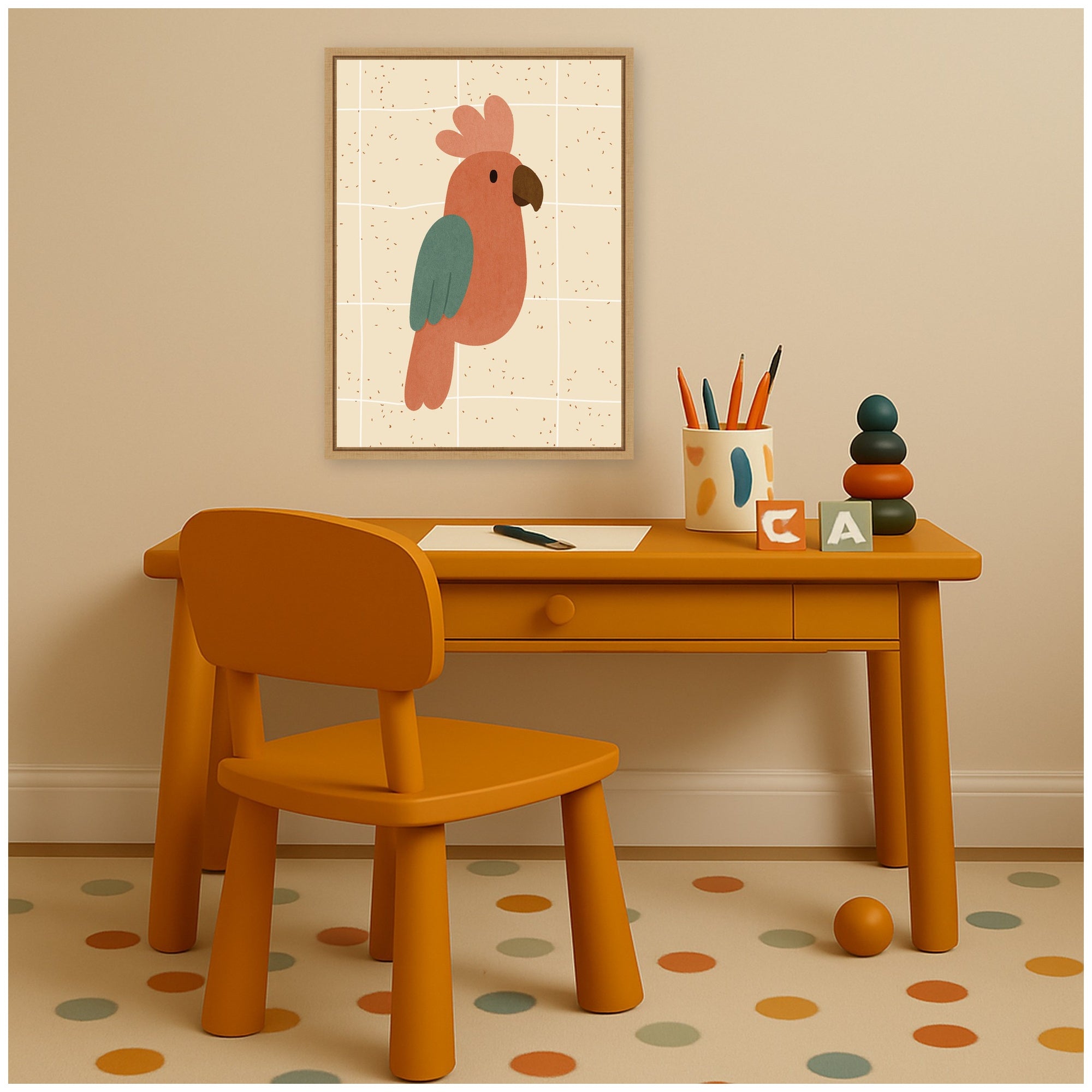 Parrot by Laura Moss Framed Canvas Wall Art Print
