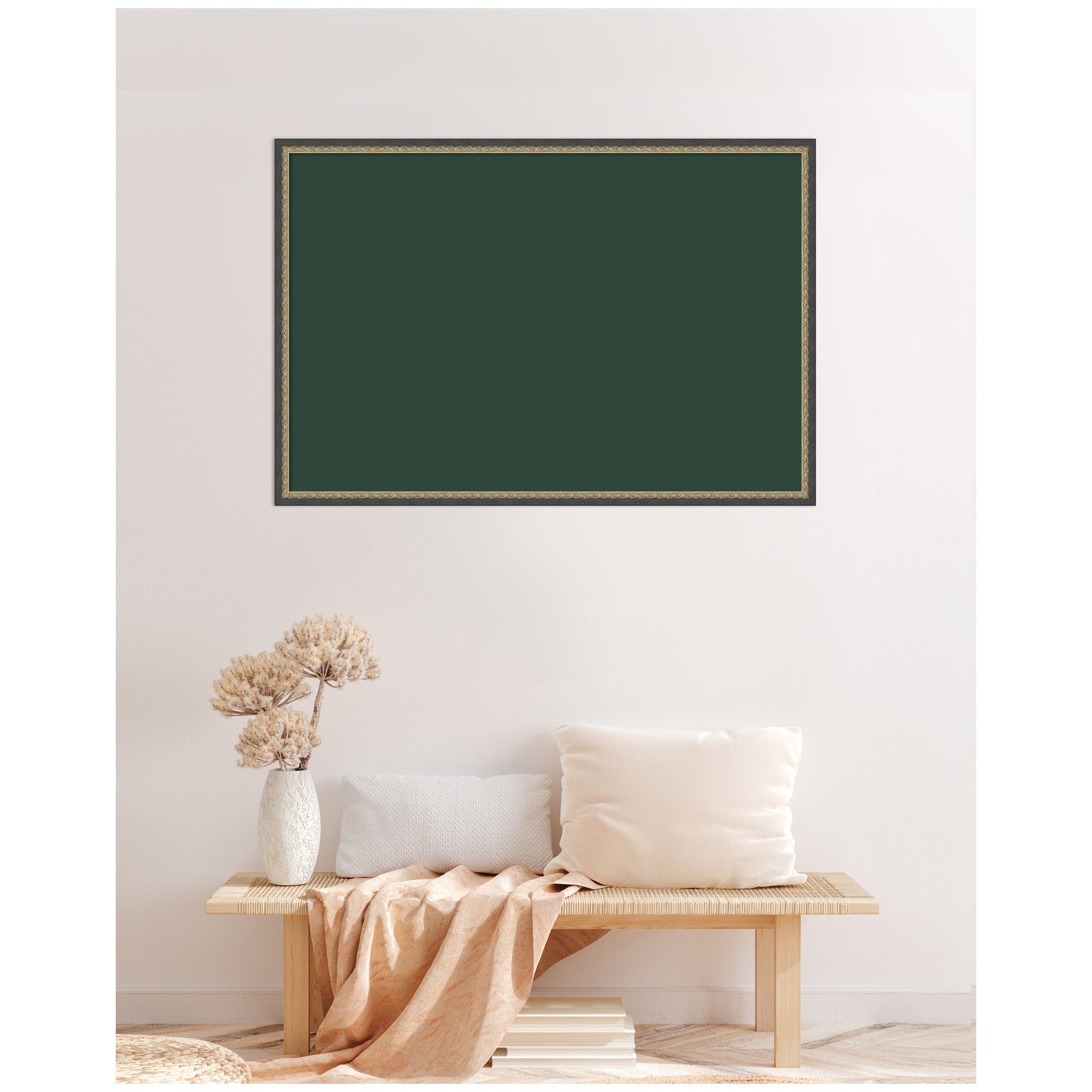 Framed Fabric Pinboard Deep Forest Moss Green Wall Organization