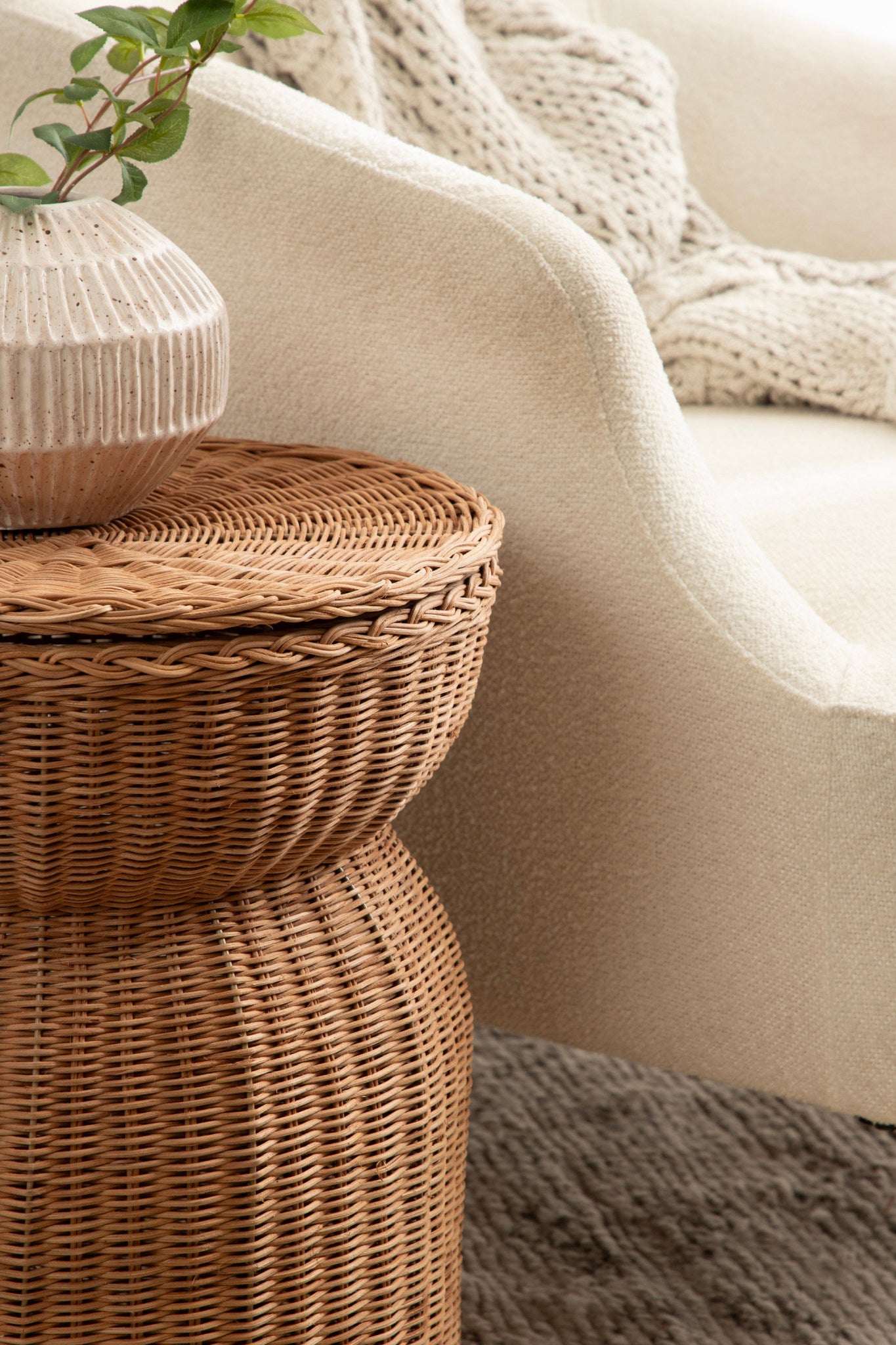 Kate and Laurel Thatch Modern Woven Rattan Round Storage