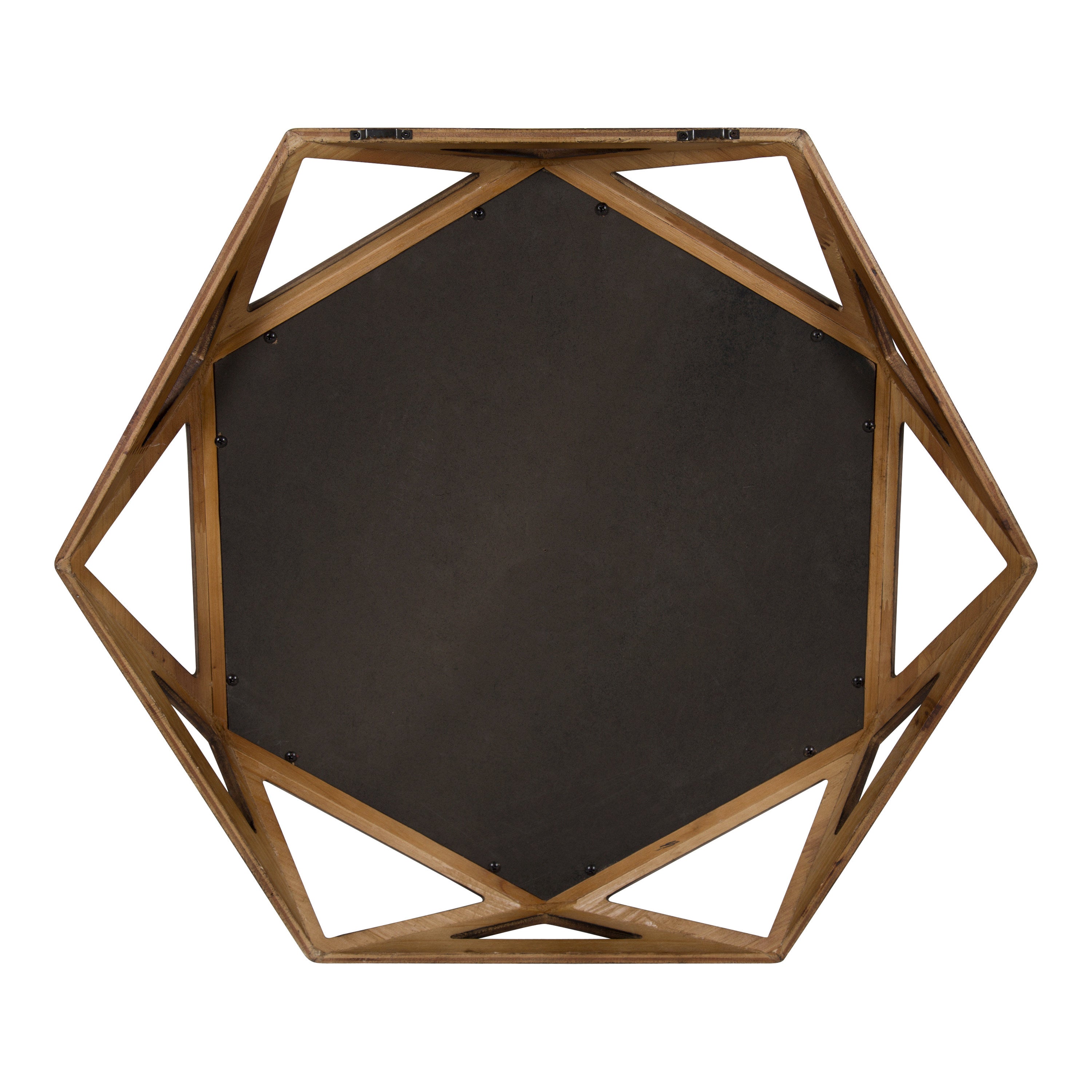 Hexagon Mirror Brown 27" Diameter 4