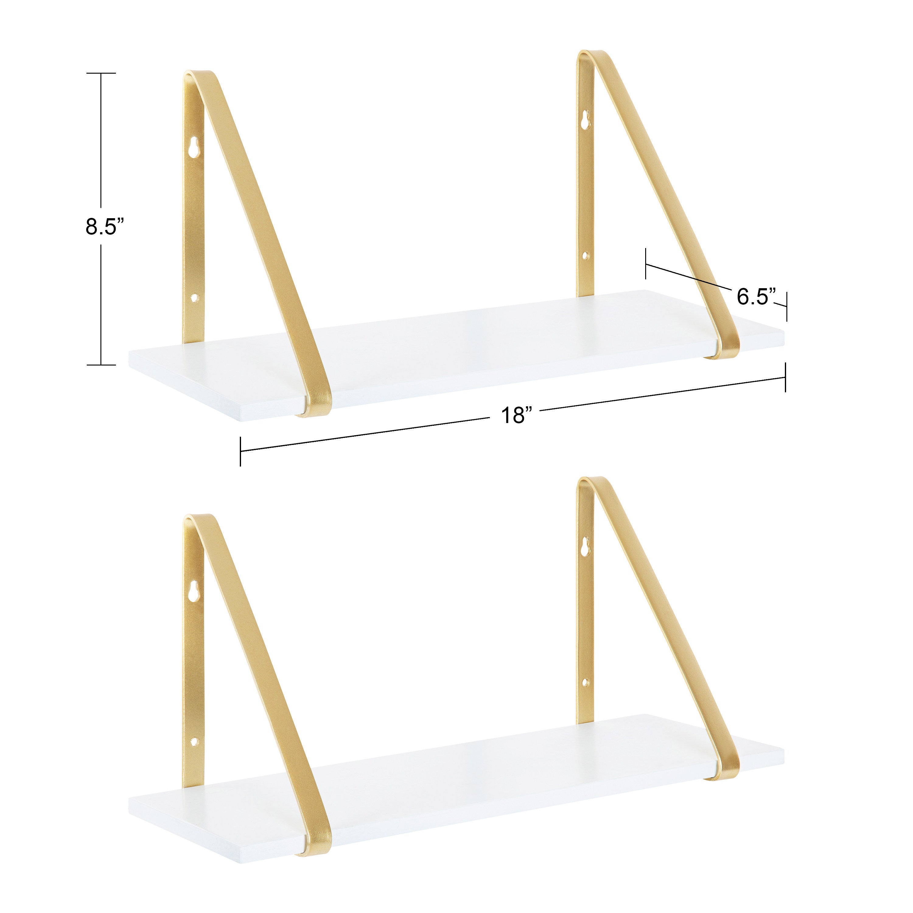 Floating Shelf White Gold 2 Pk-18" 2