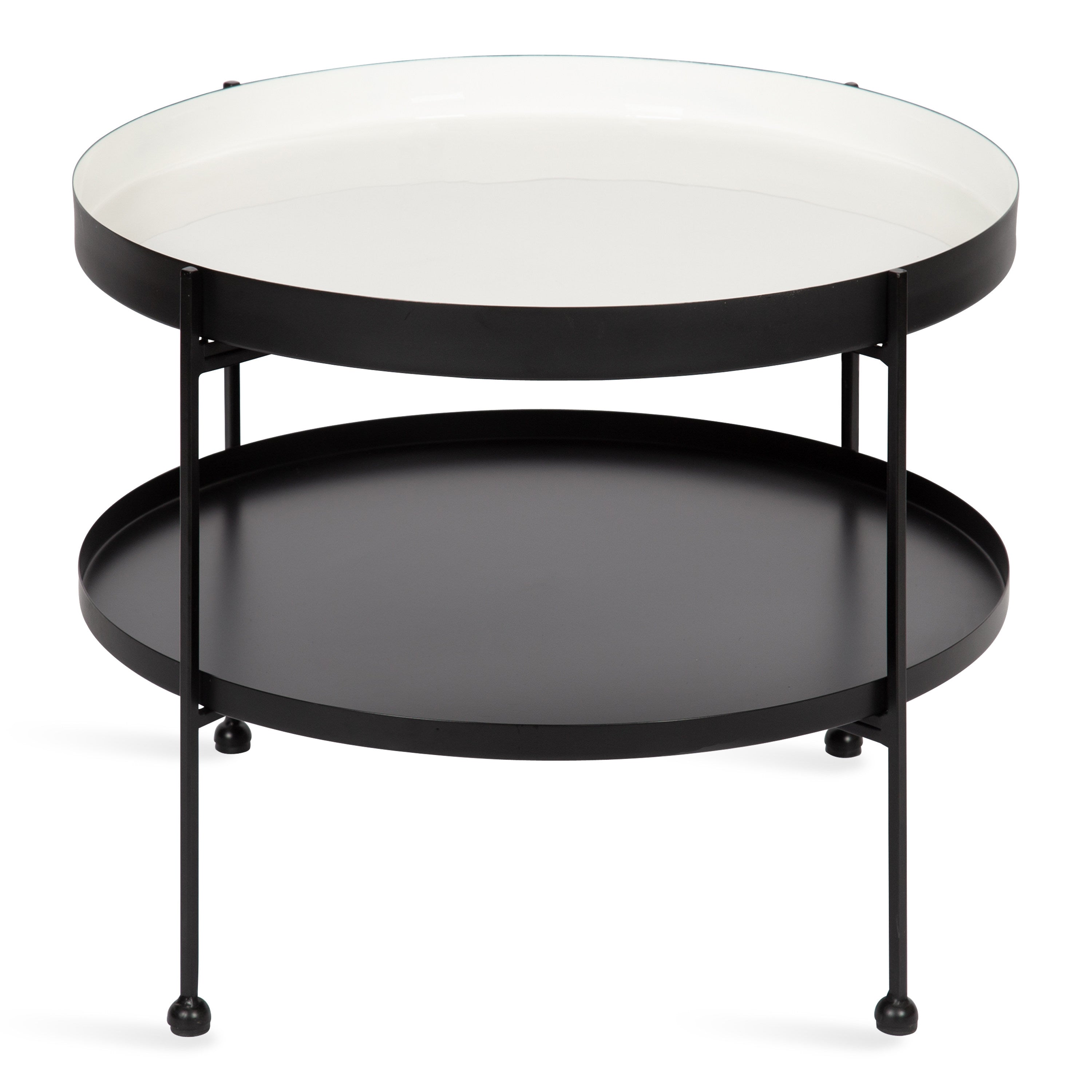 Coffee Table 26" Diameter White Black 3