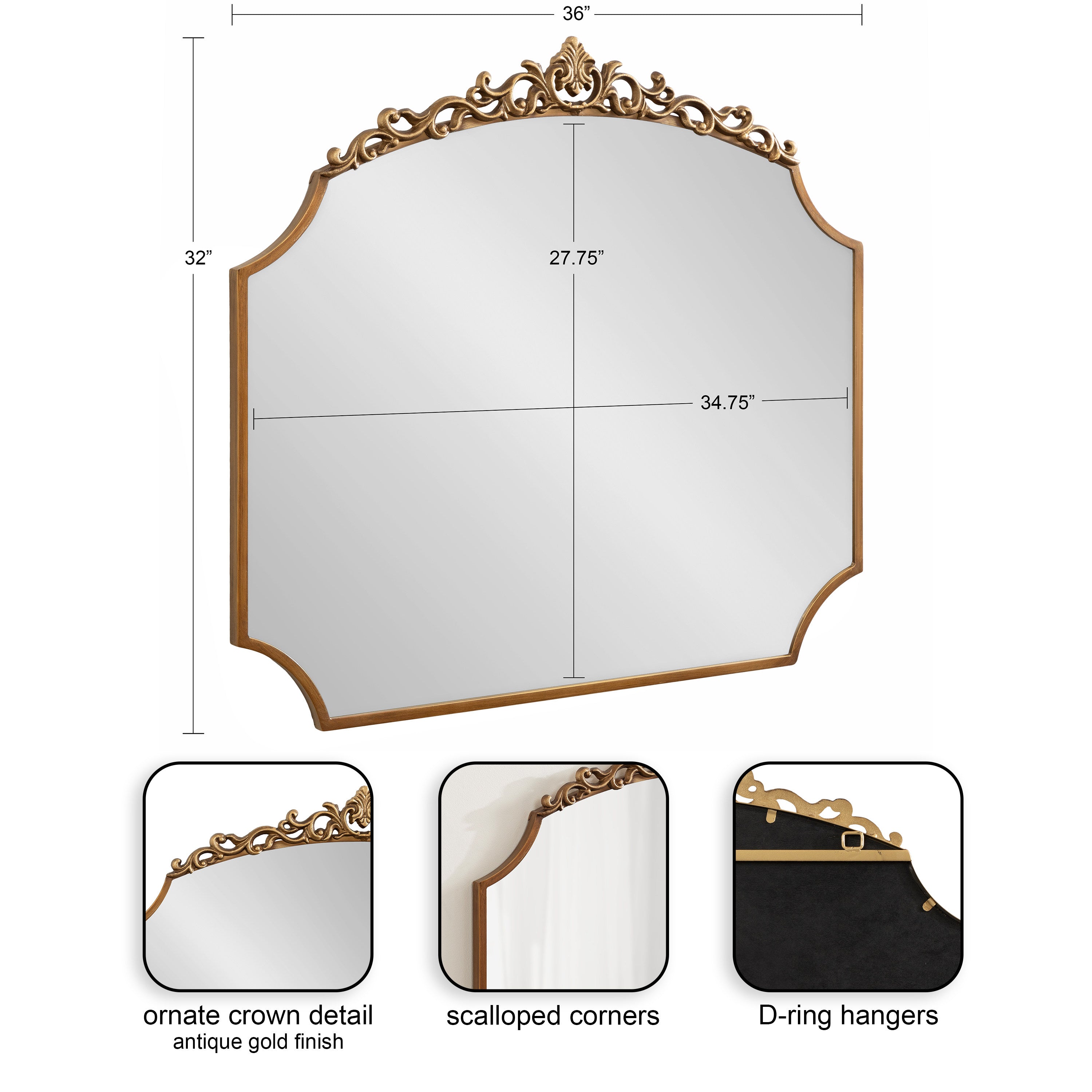 Scallop Mirror Gold 36x32 2
