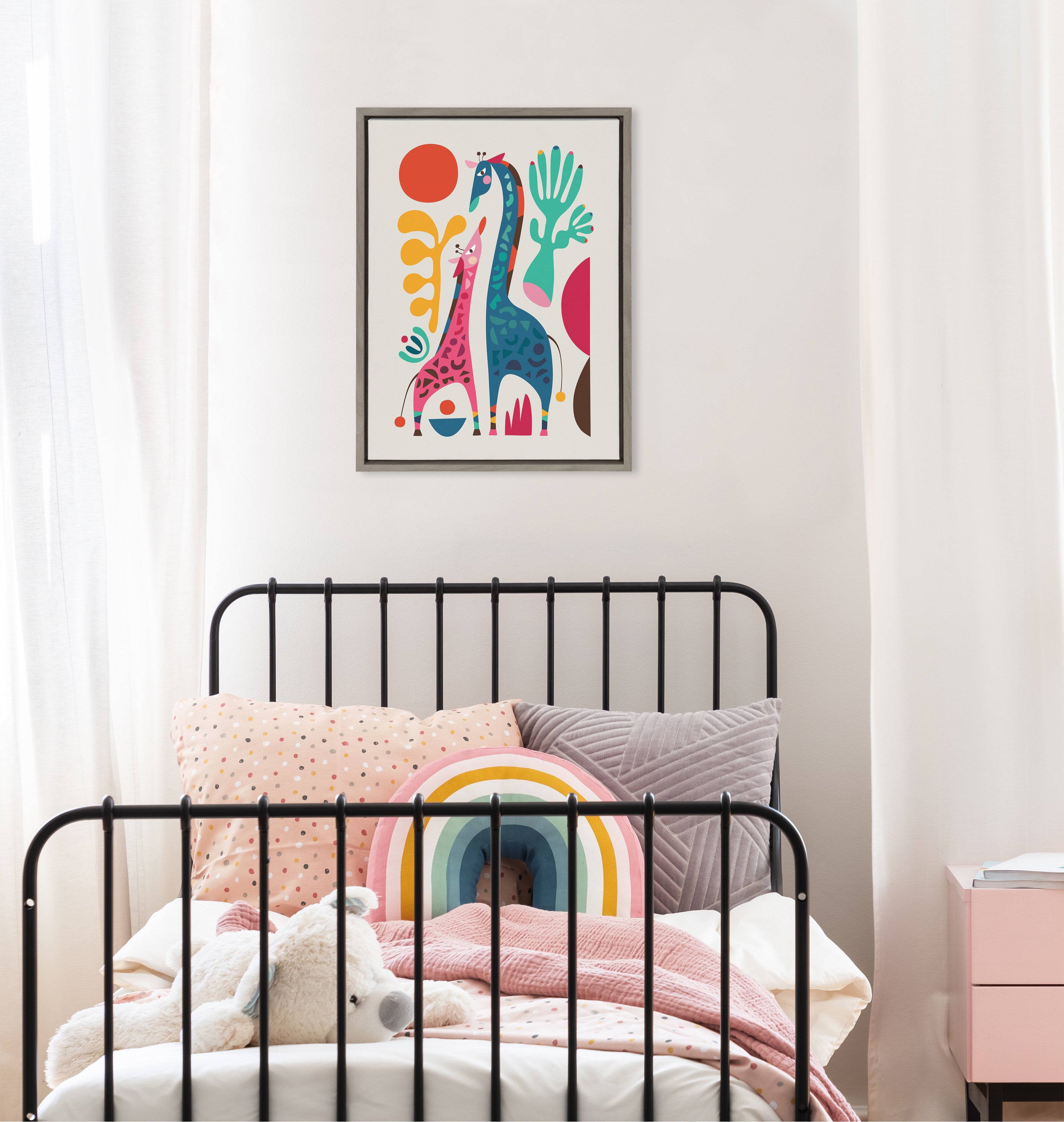 Sylvie Giraffe Love Framed Canvas by Rachel Lee of My Dream Wall