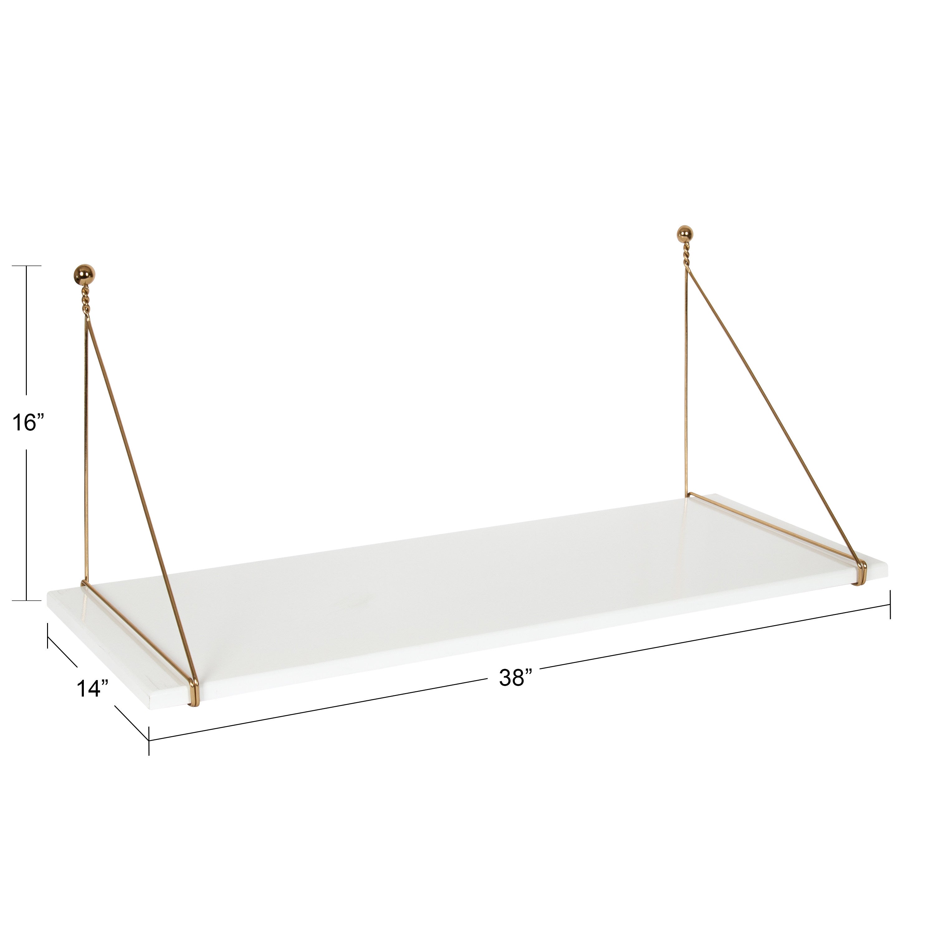 Wall Mounted Desk White Gold 38x14x16 2