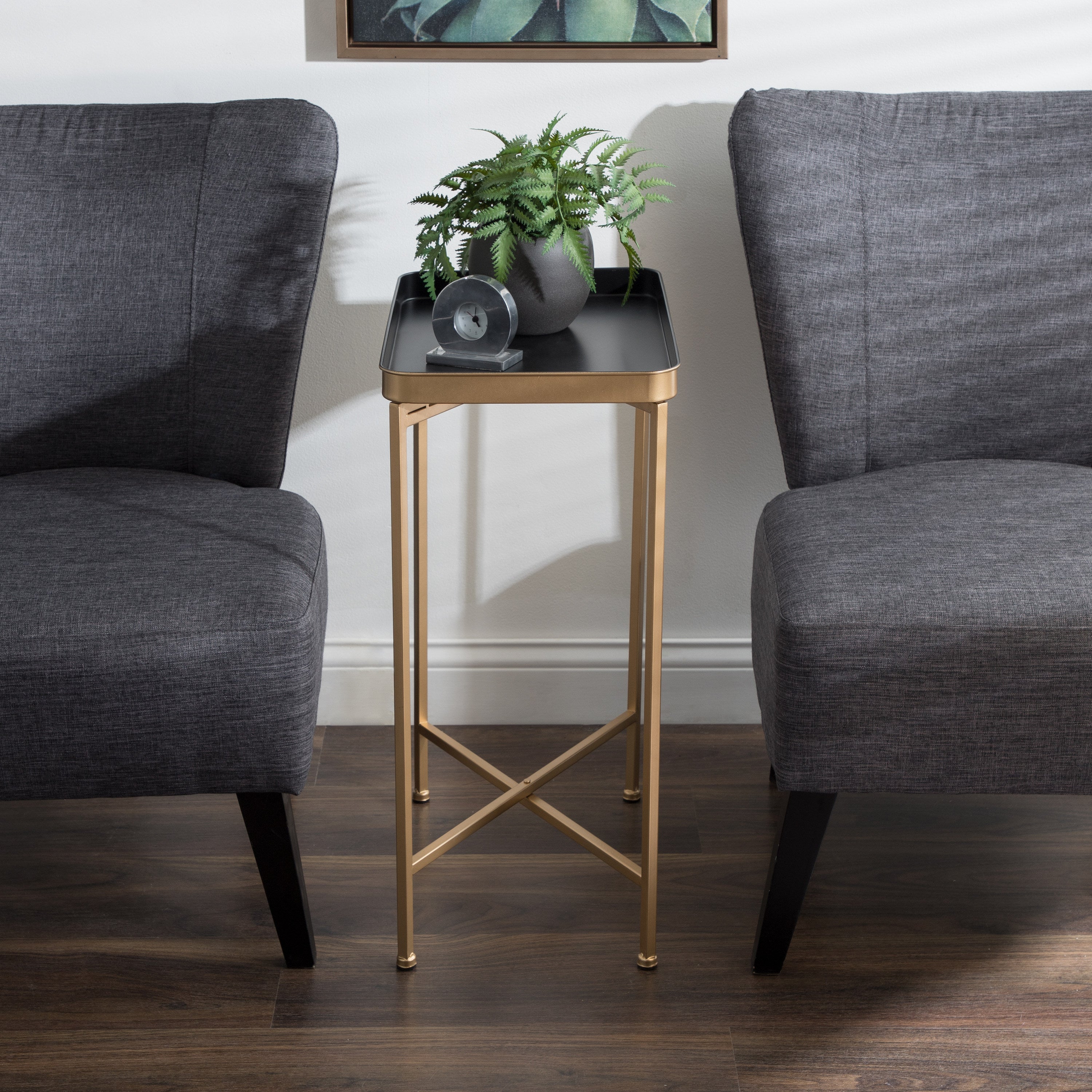 Side Table Black Gold 18x12x26 6