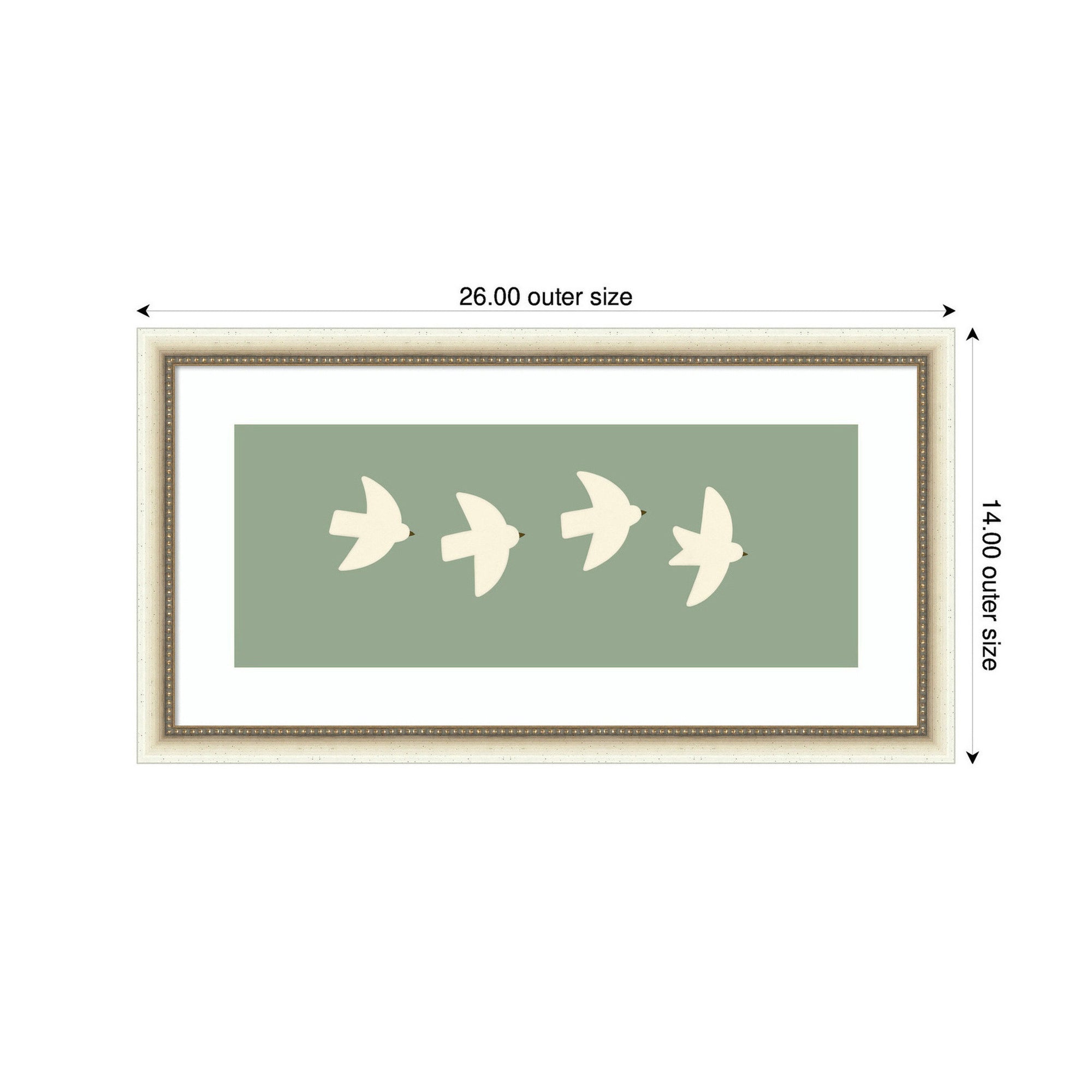 Minimalist Birds Panel 4 Green by Laura Moss Framed Wall Art Print