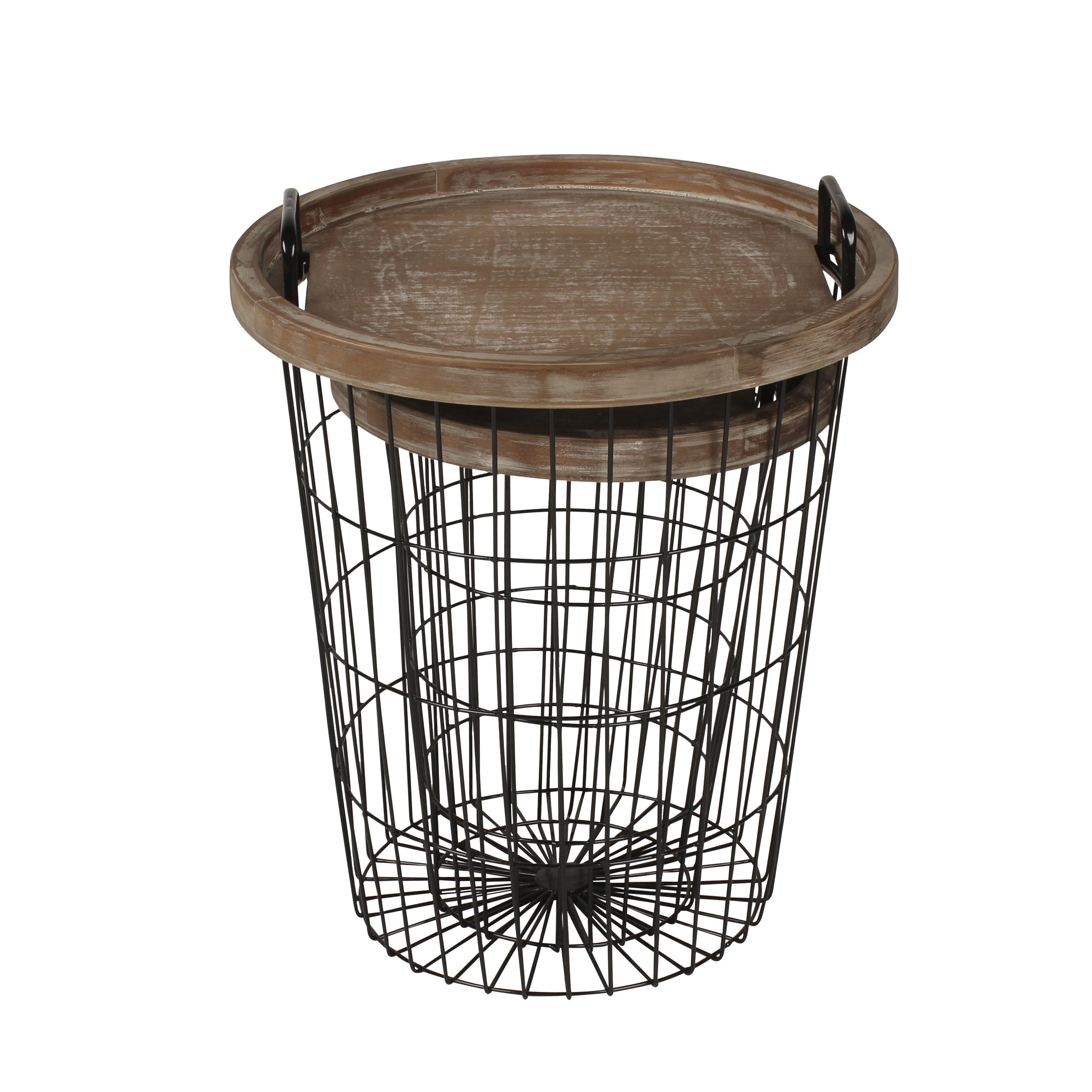 Nesting Table Rustic Brown Black 2 piece 2