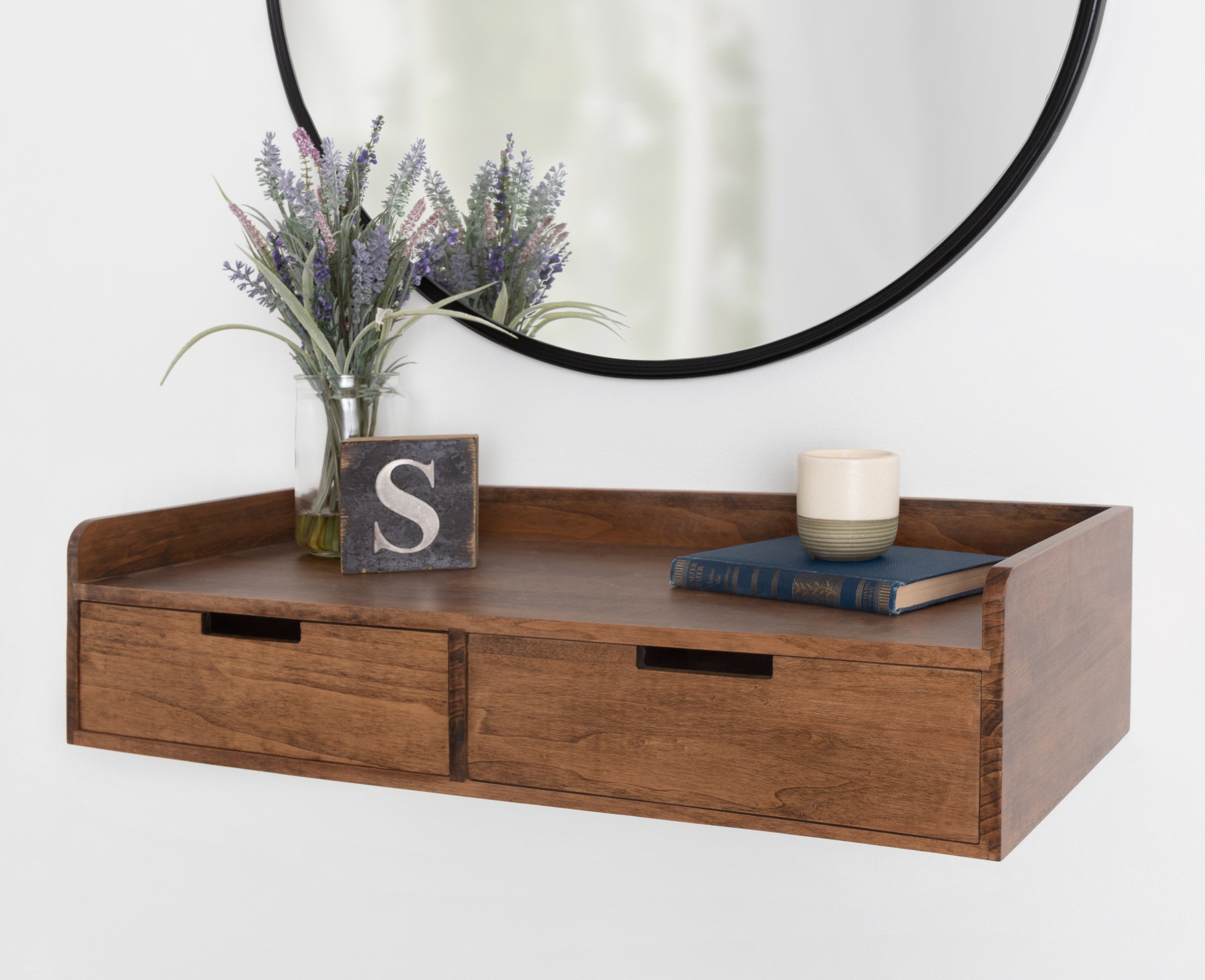 Floating Console Table Rustic Brown 28x12x6.5 7